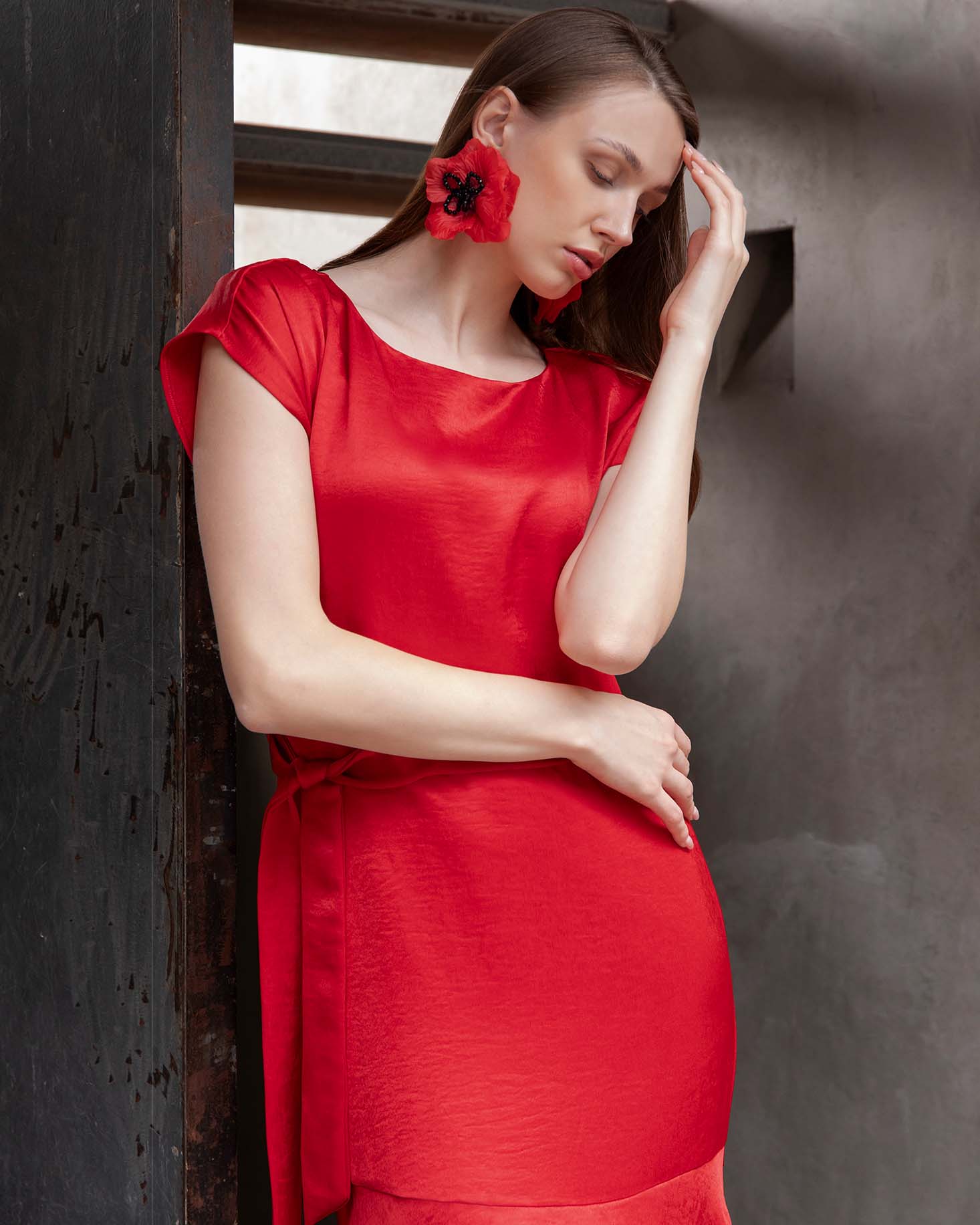 vestido-rojo-poliester-corte-falda