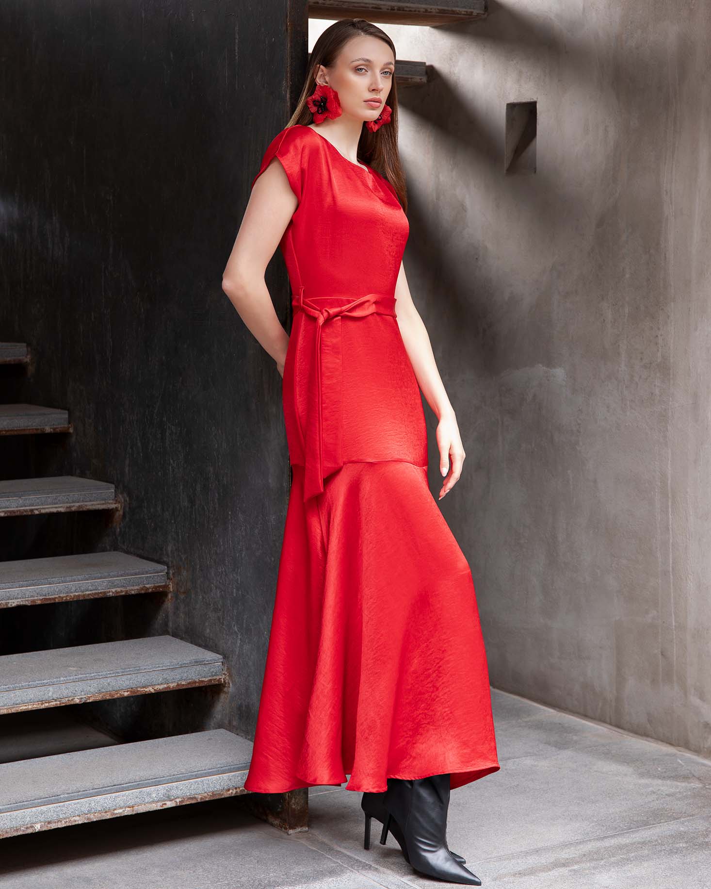 vestido-maxi-manga-corta-rojo