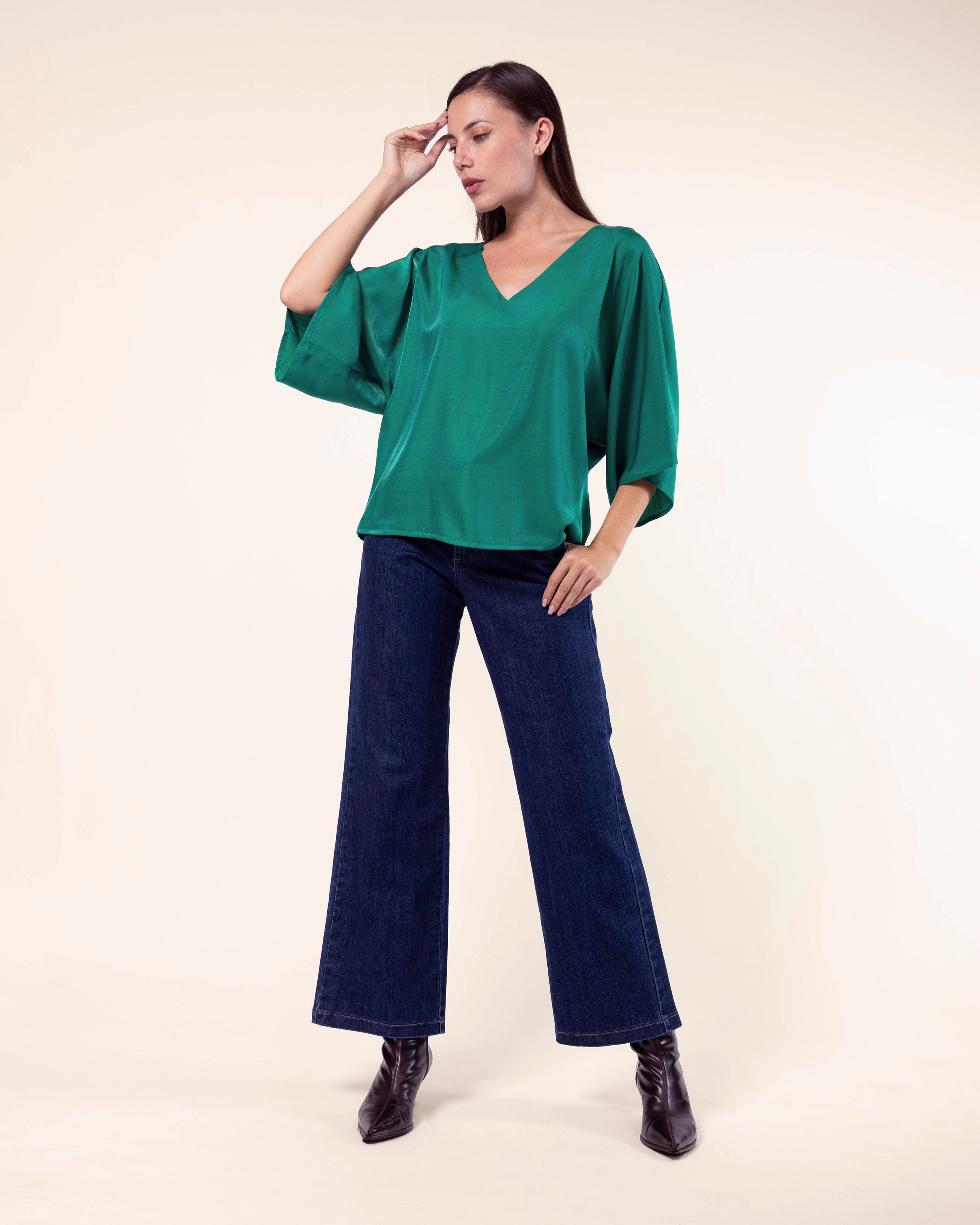 Jeans wide leg tipo vestir