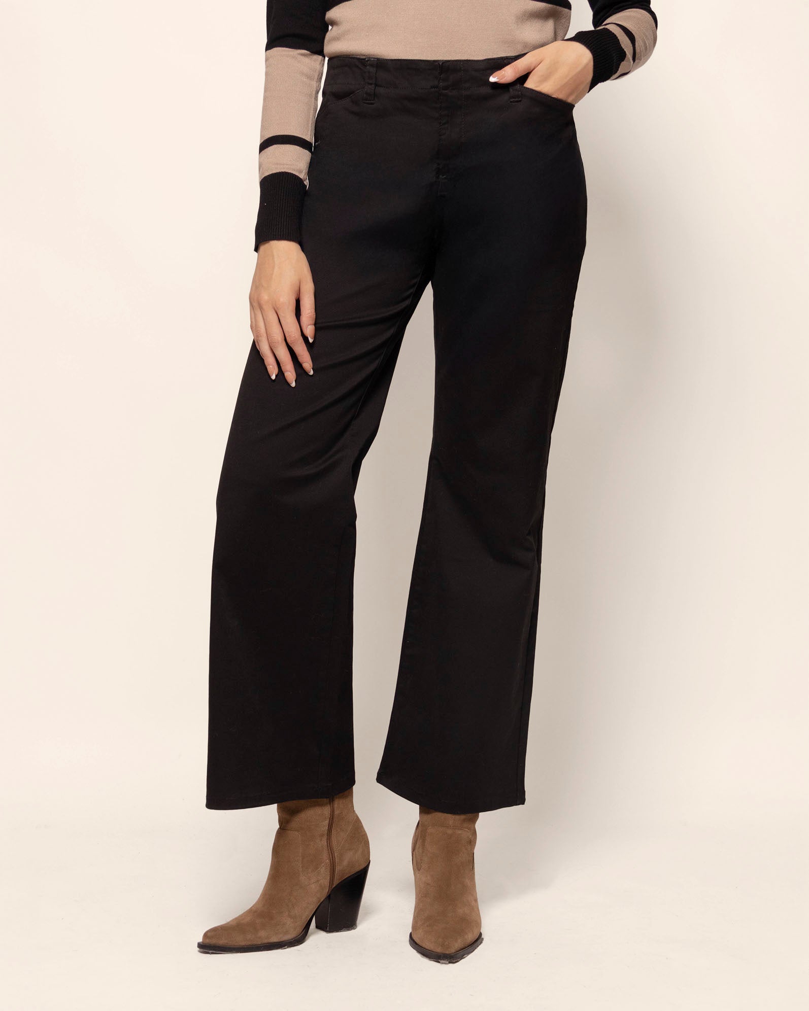 Pantalón wide leg de gabardina