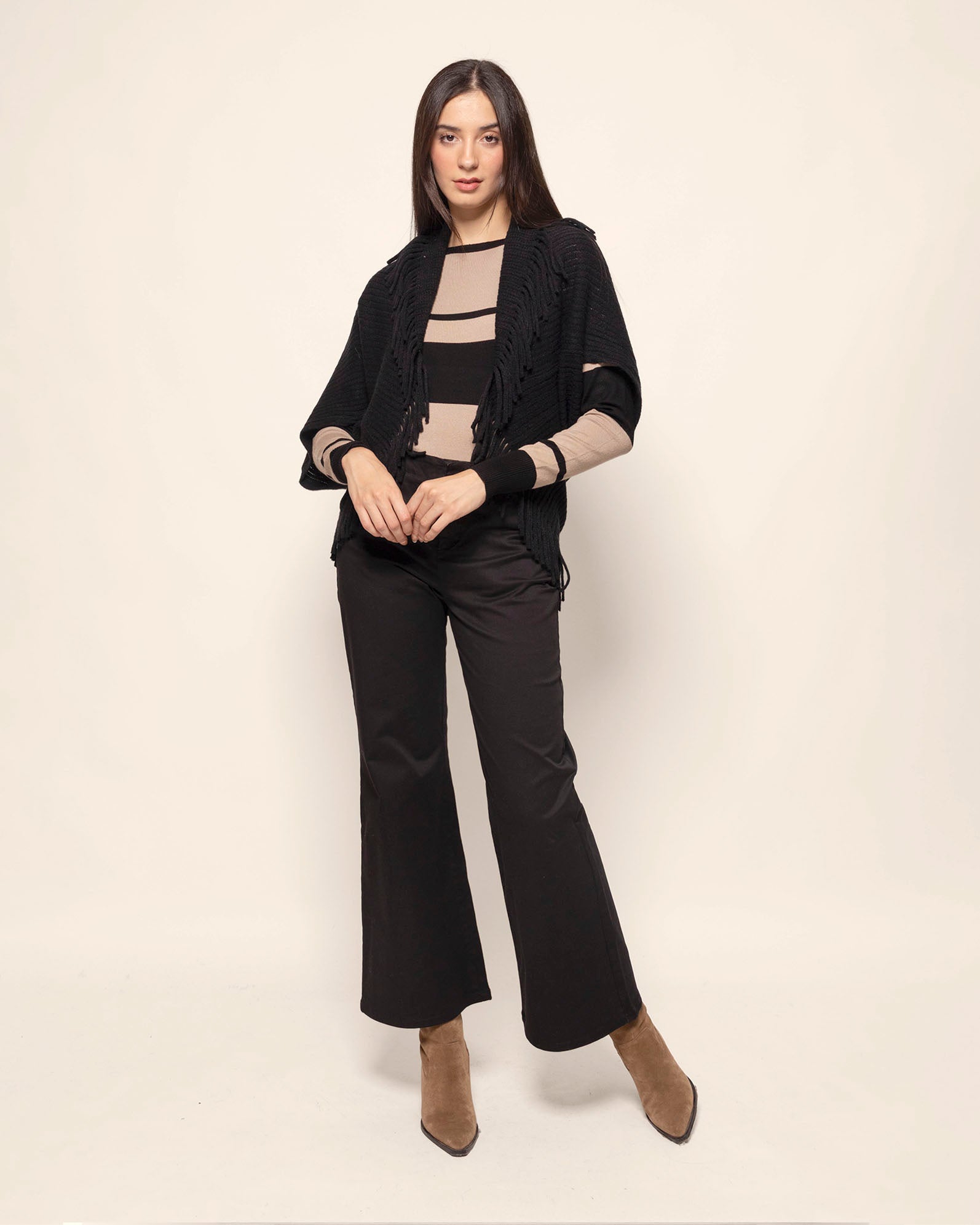 Pantalón wide leg de gabardina