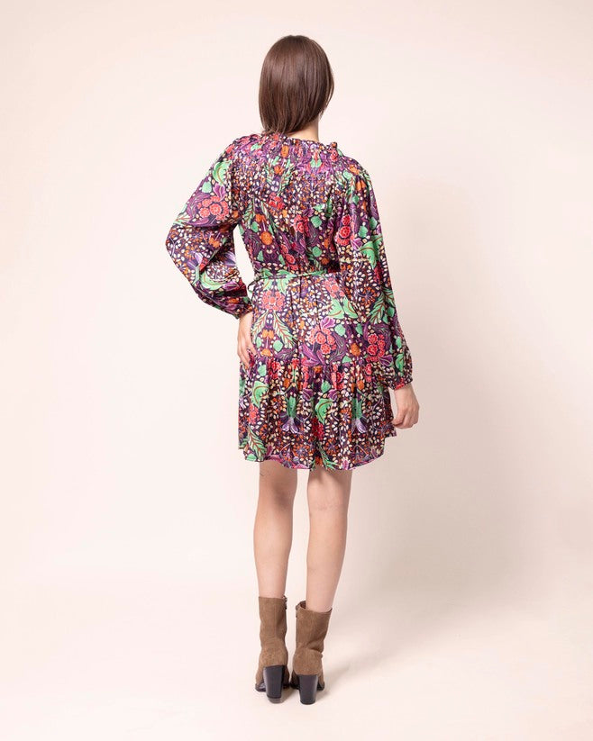 vestido-morado-cuello-smock-con-textura