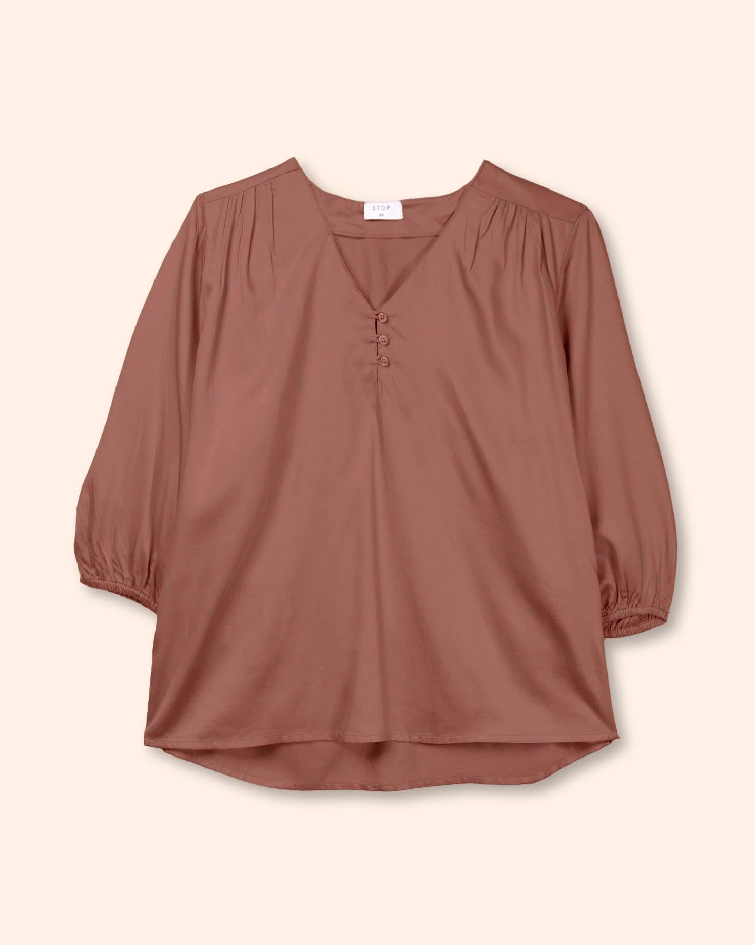 blusa-cafe-manga-3-4-satinada