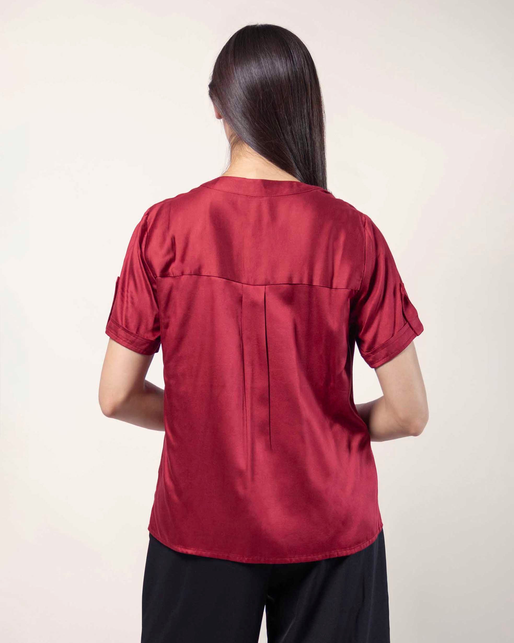 blusa-cuello-V-escote-pico-vino