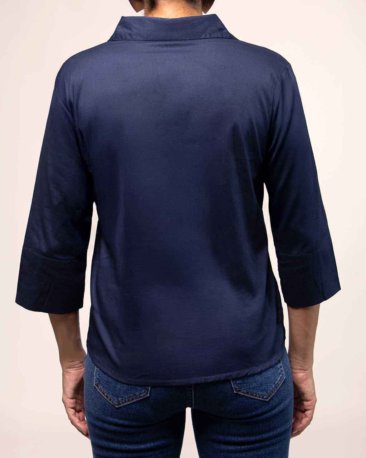 blusa-STOP-manga-3-4-marino