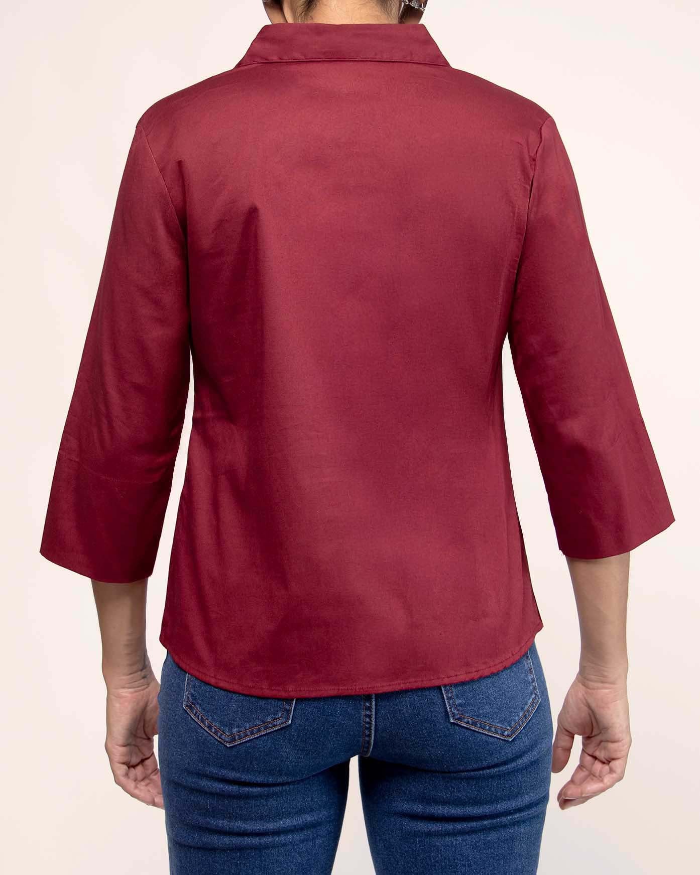 blusa-STOP-manga-3-4-vino