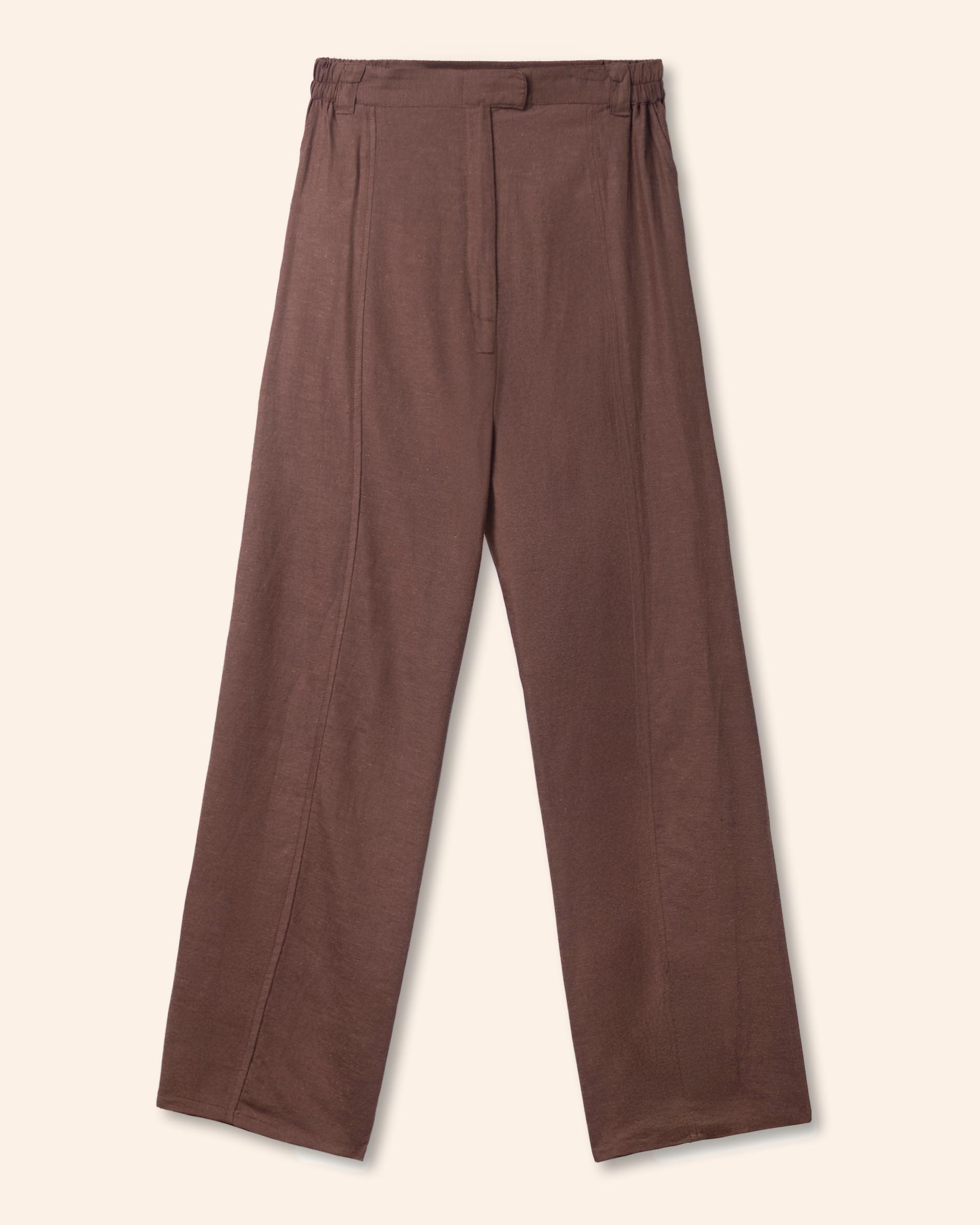 pantalon-bolsillos-elastico-cintura-chocolate