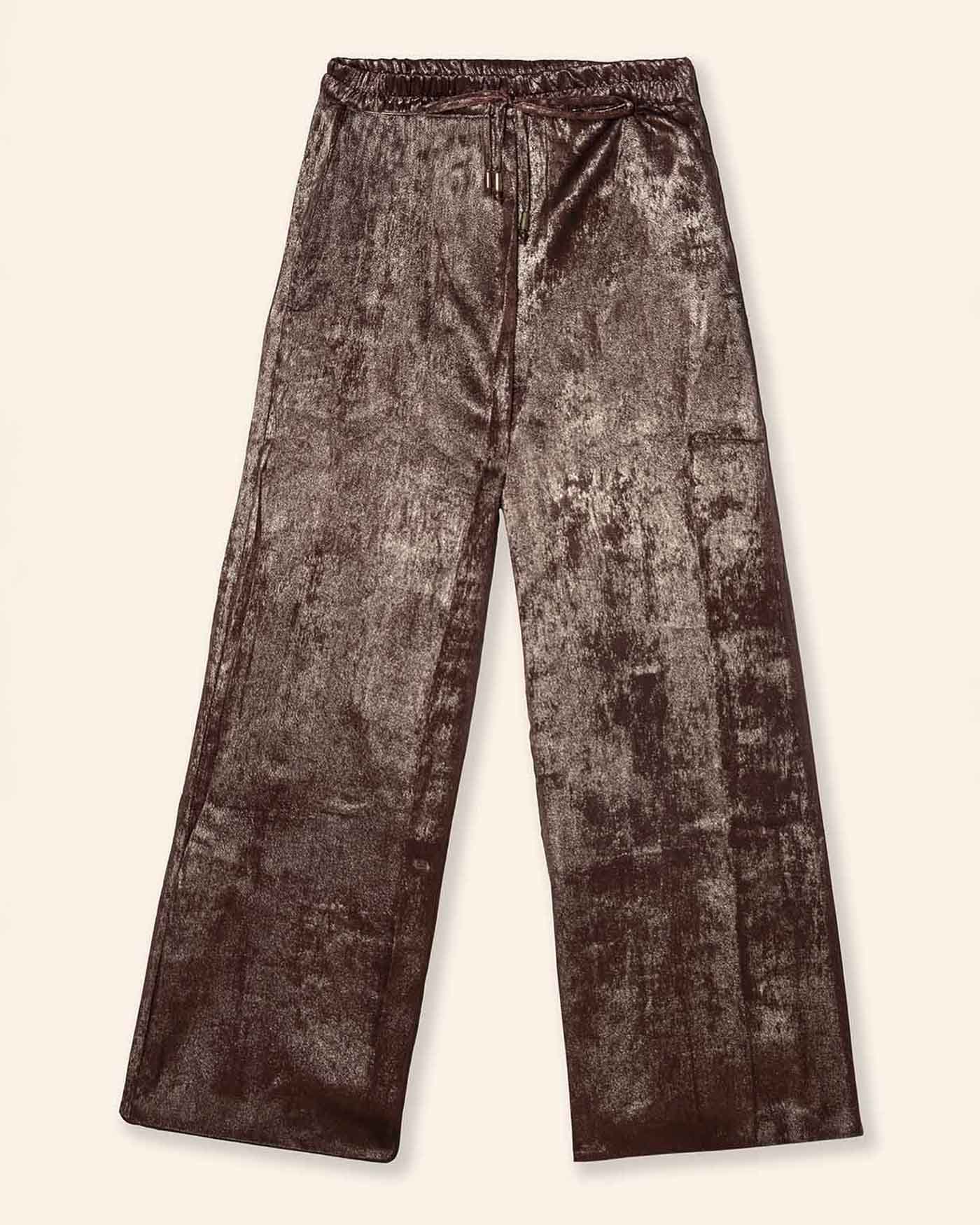 Pantalón recto brillo