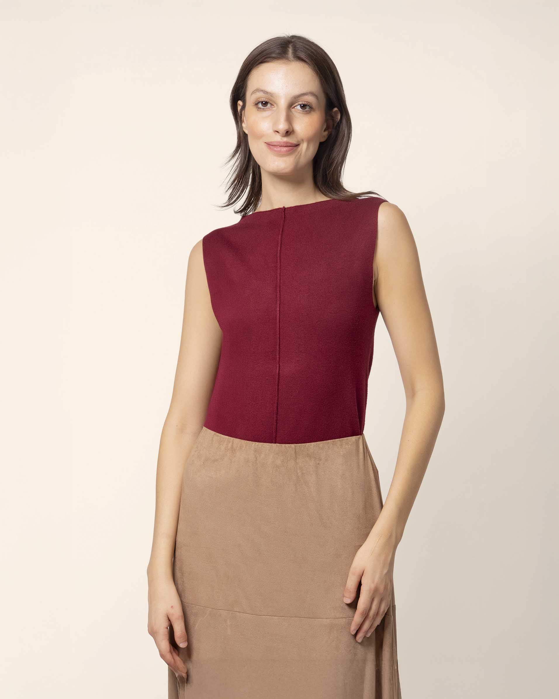 Blusa punto línea sin mangas