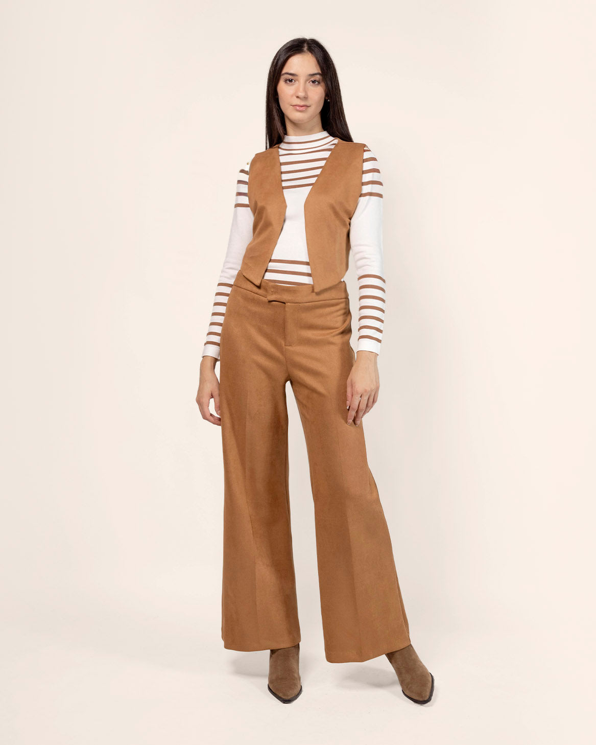 Blusa punto rayas cuello mock