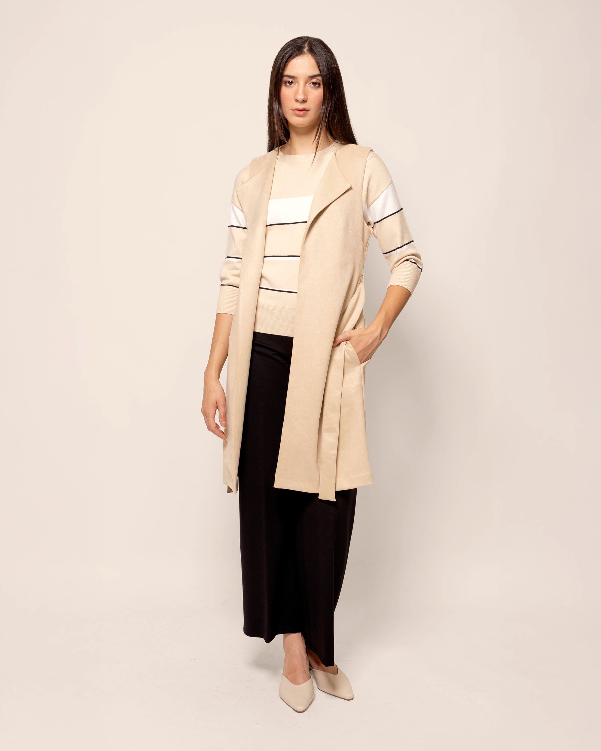 Blusa punto rayas manga 3/4