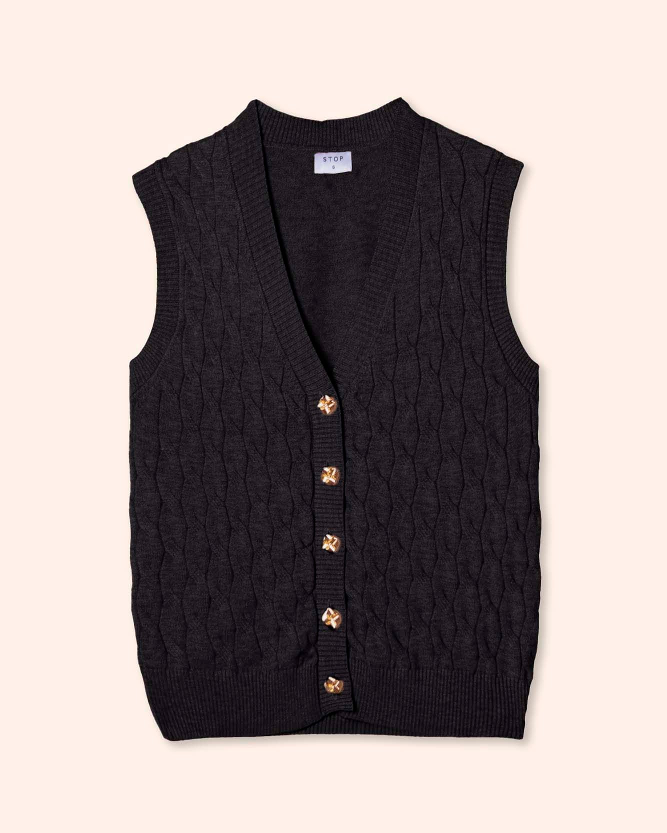 Chaleco punto trenzas - conjunto