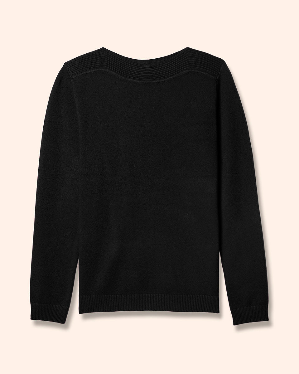 Blusa punto manga larga cuello ojal