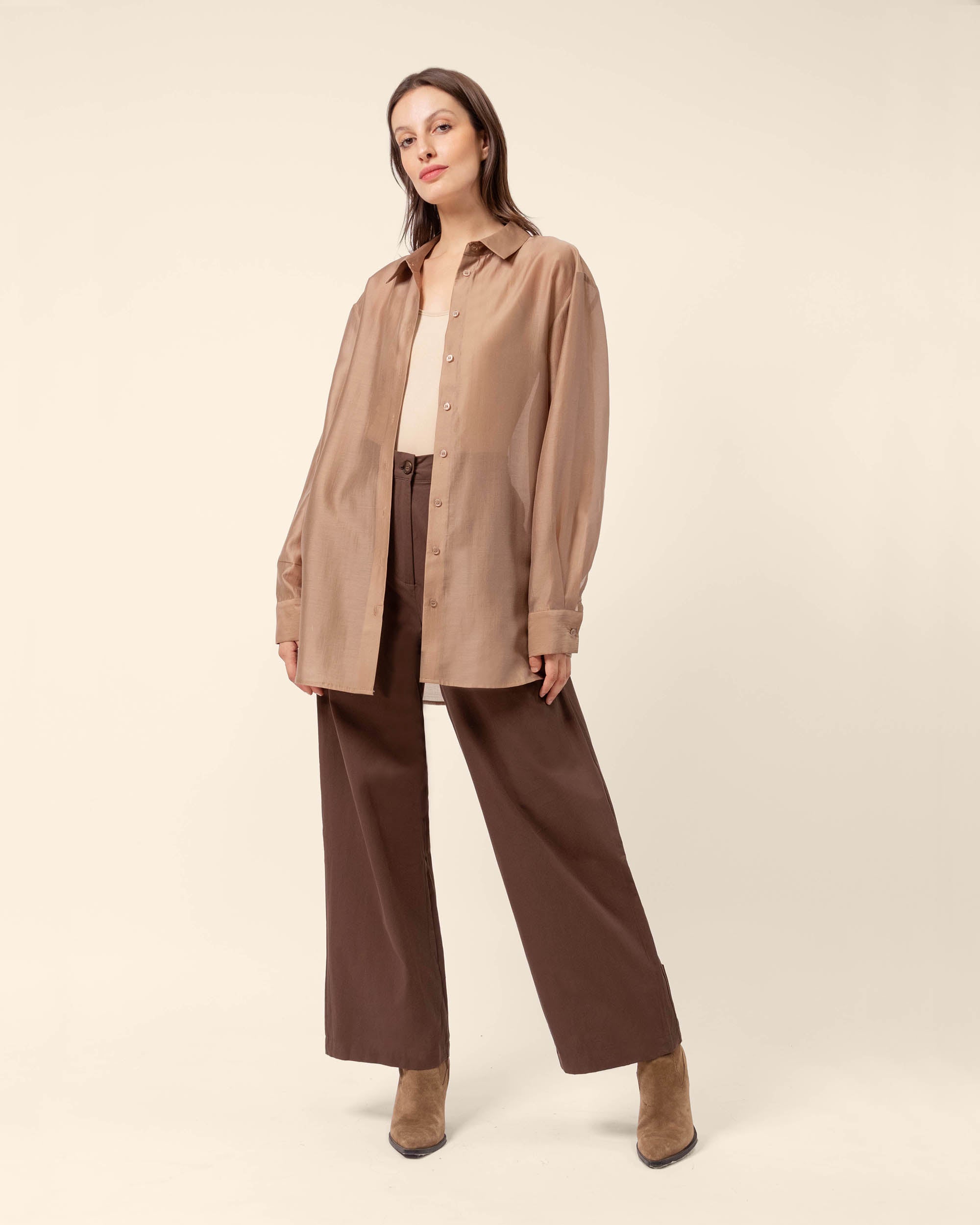 Camisa manga larga efecto satinado