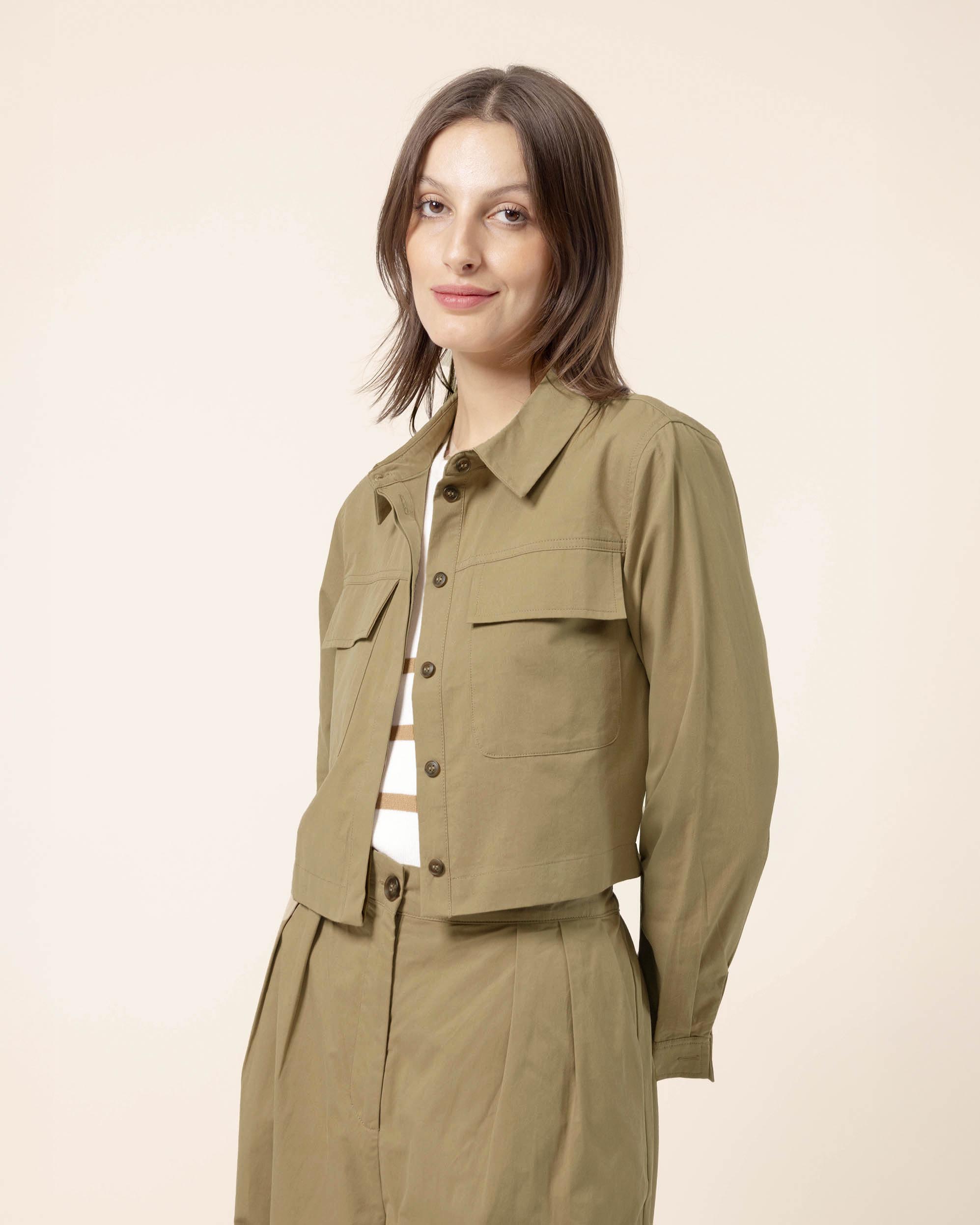 camisa-khaki-manga-larga‑mujer‑STOP
