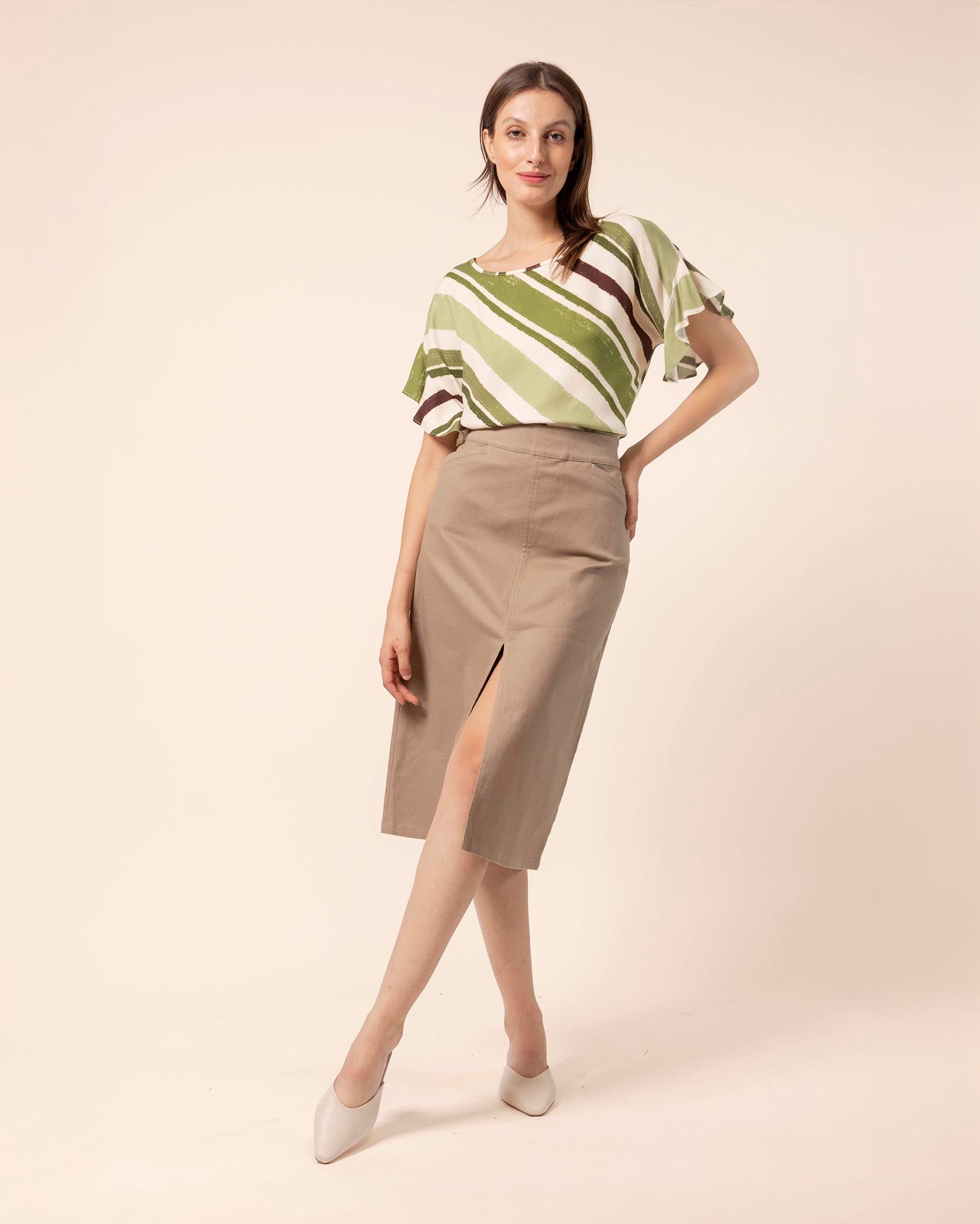 Falda gabardina bolsillos