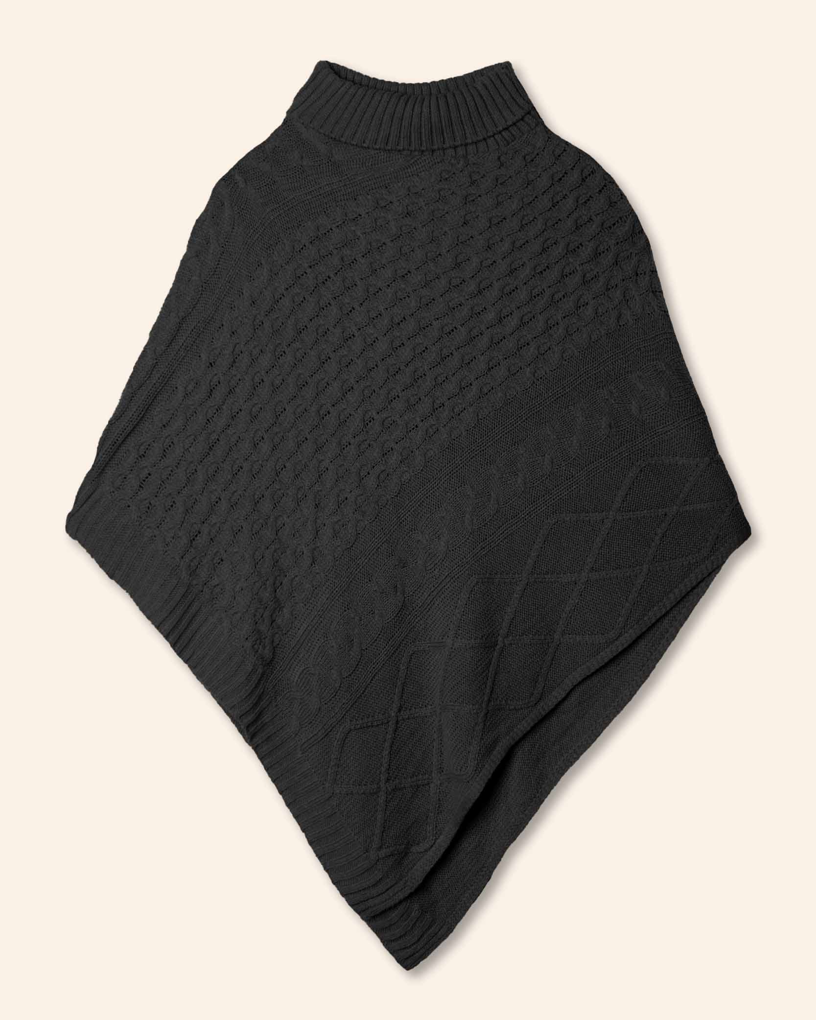 Poncho cuello tortuga trenzas