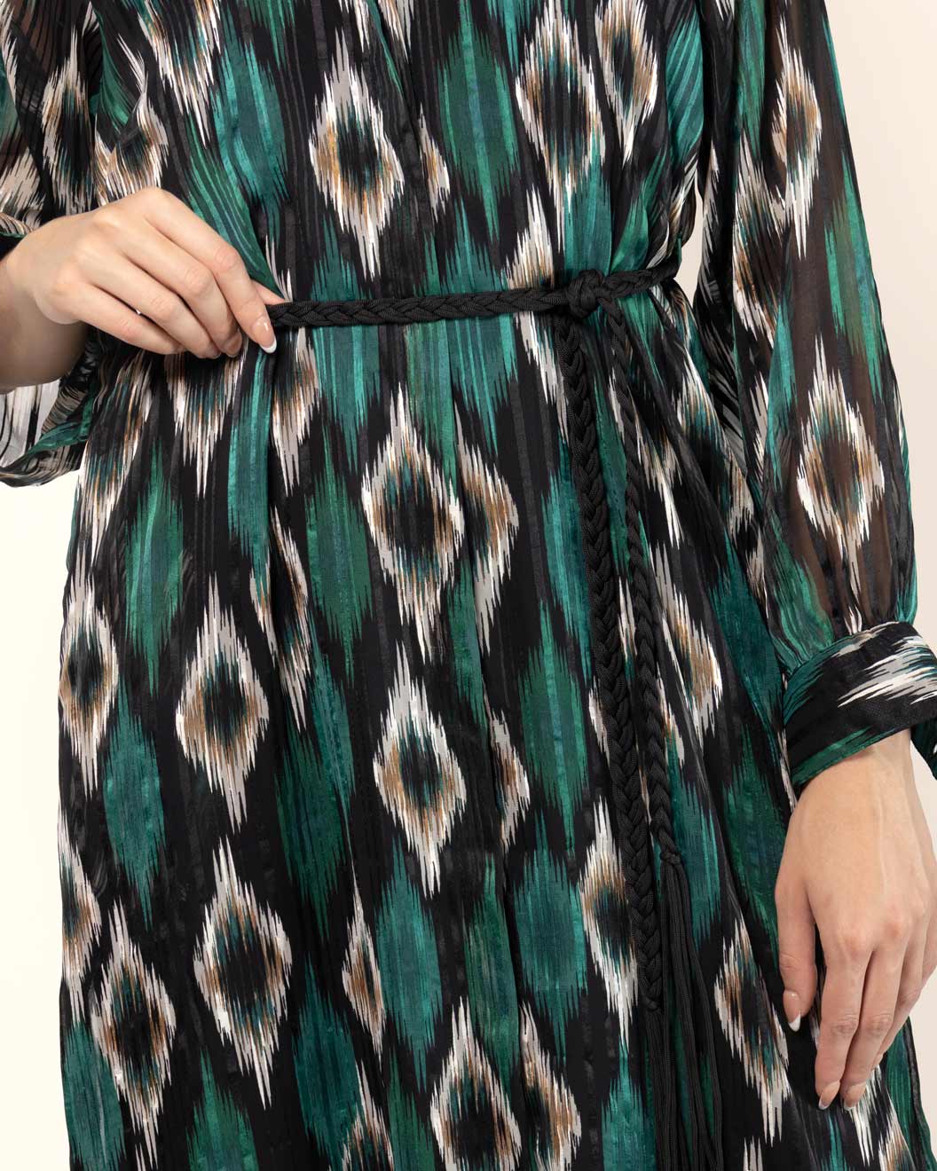 Vestido estampado midi cinturón