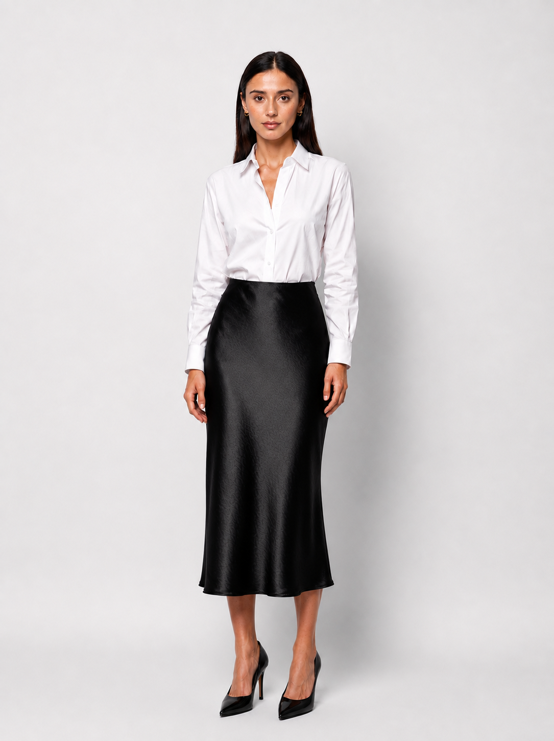 Falda midi satinada