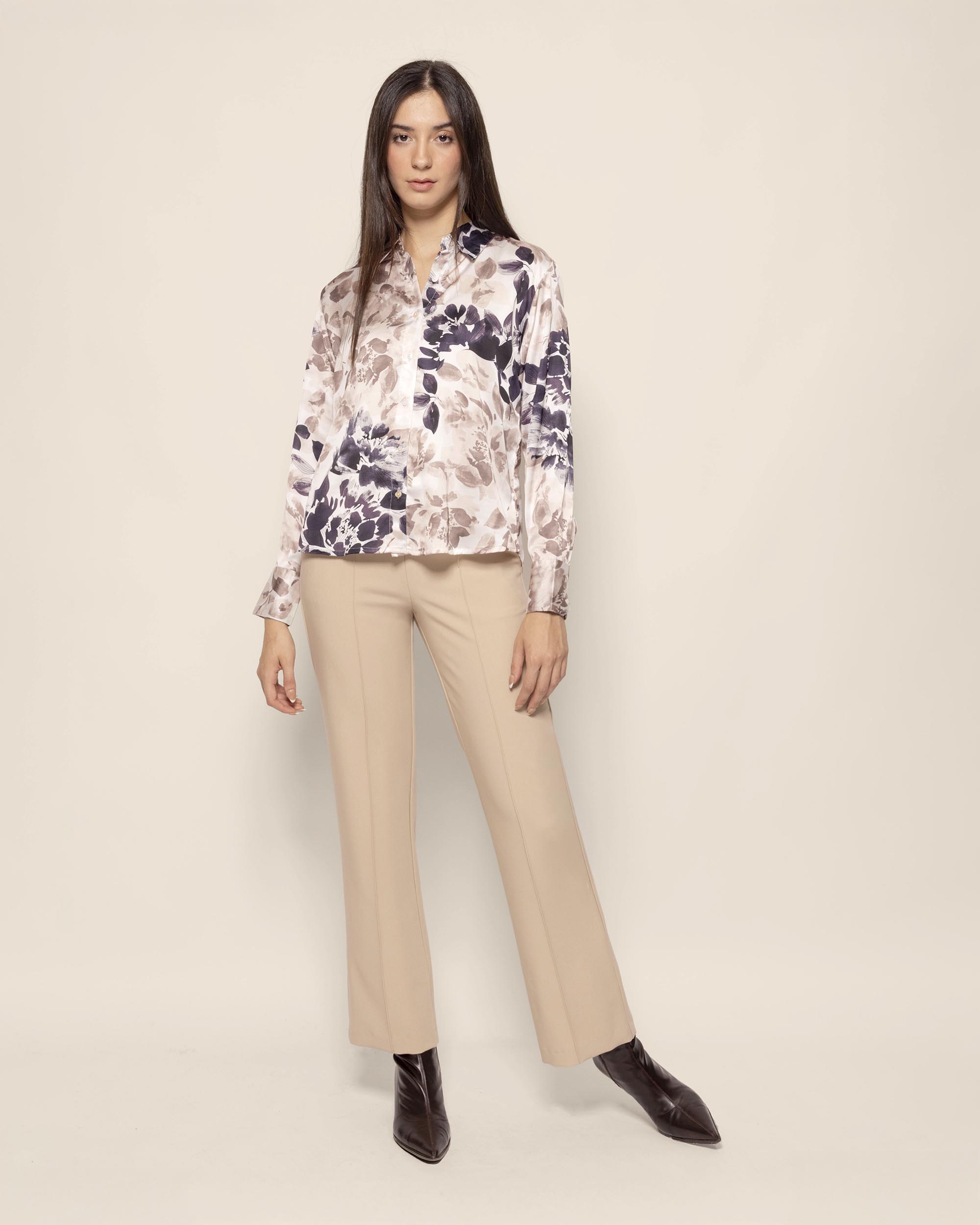 Camisa satinada manga larga