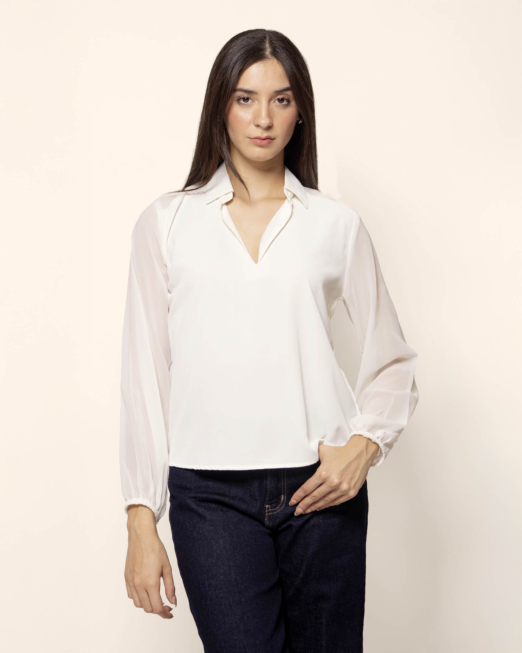 Blusa manga larga stretch