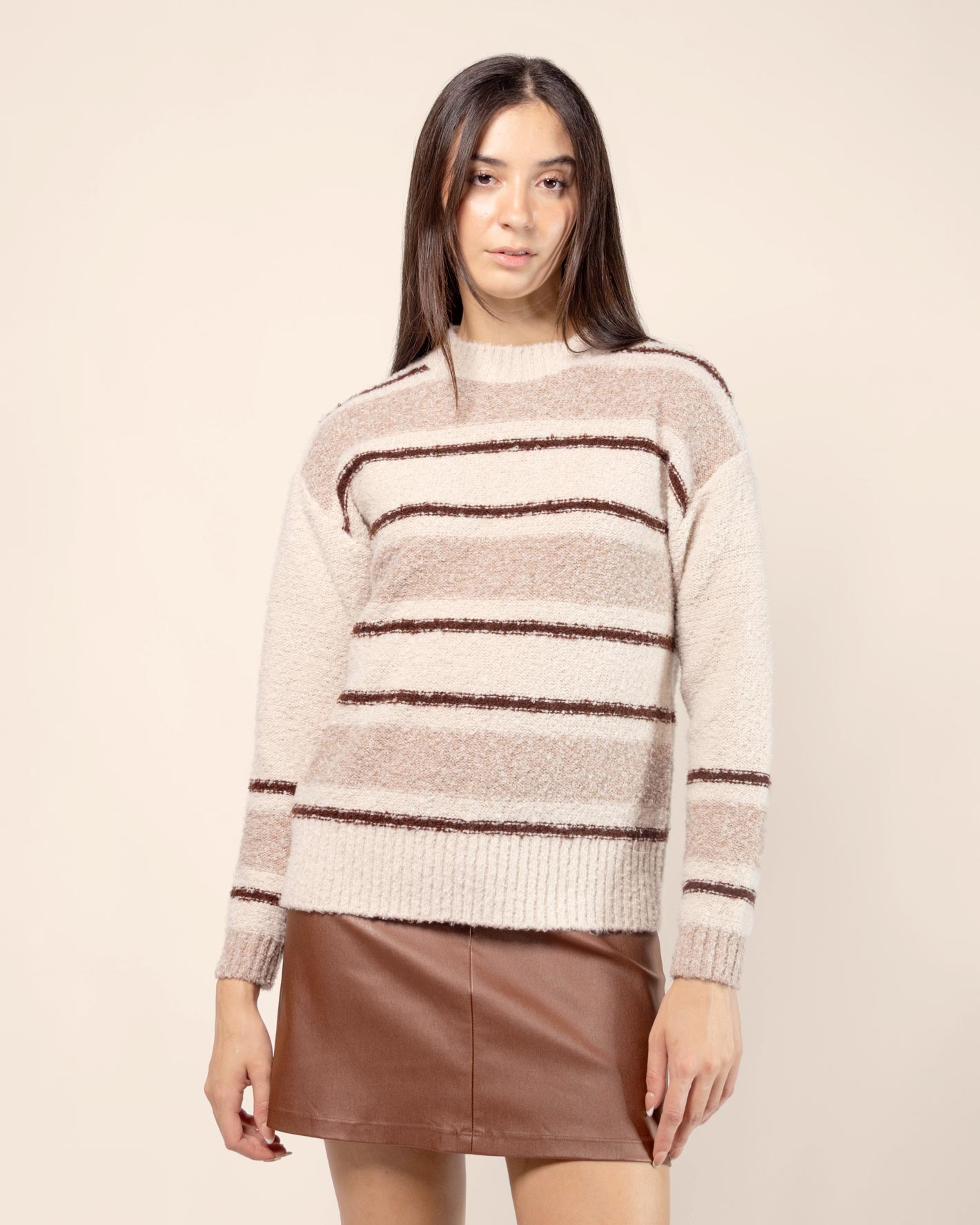 Suéter tejido rayas textura