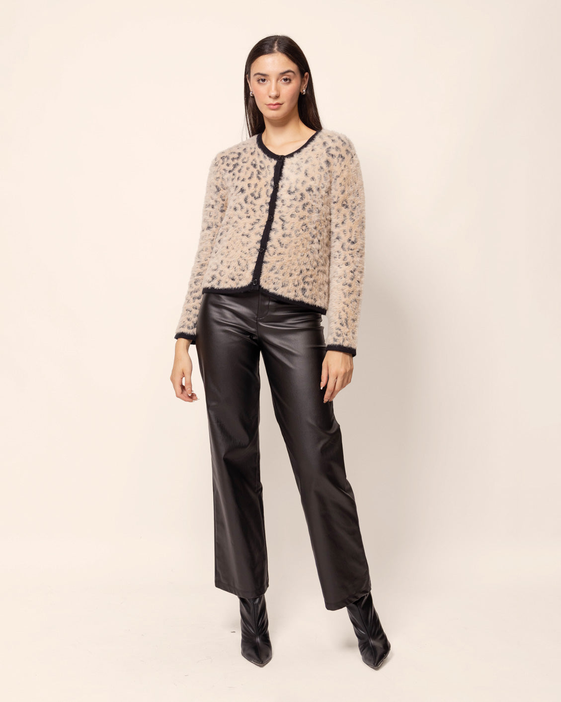 Cárdigan tejido estampado efecto pelo