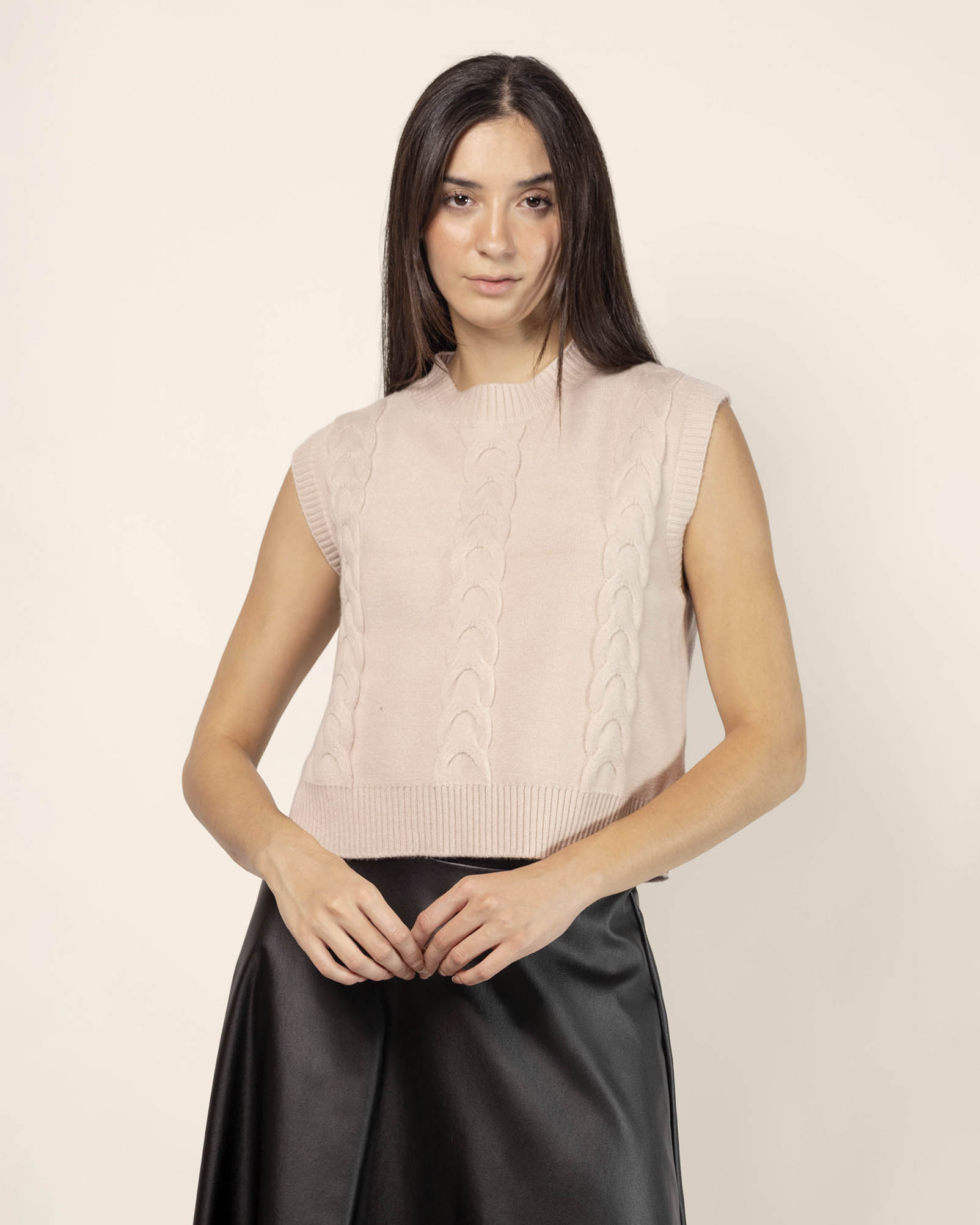 Chaleco tejido trenza grande