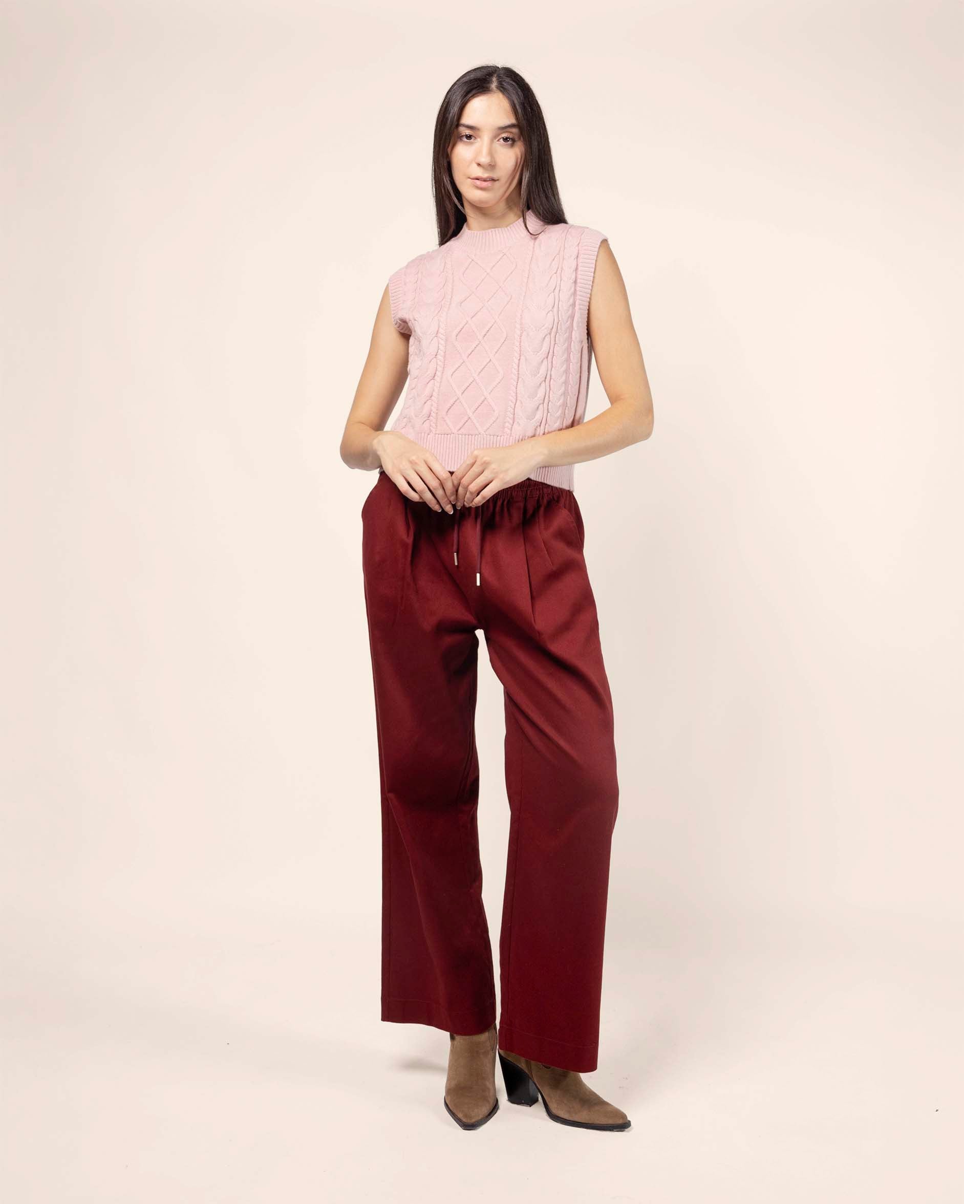 Chaleco tejido trenzas y rombos