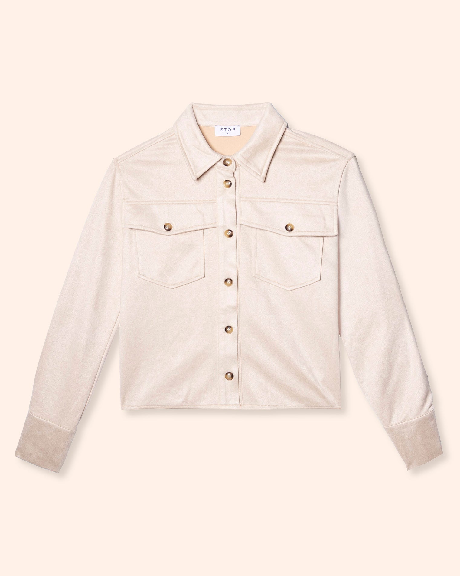 Blusa camisera de suede con carteras