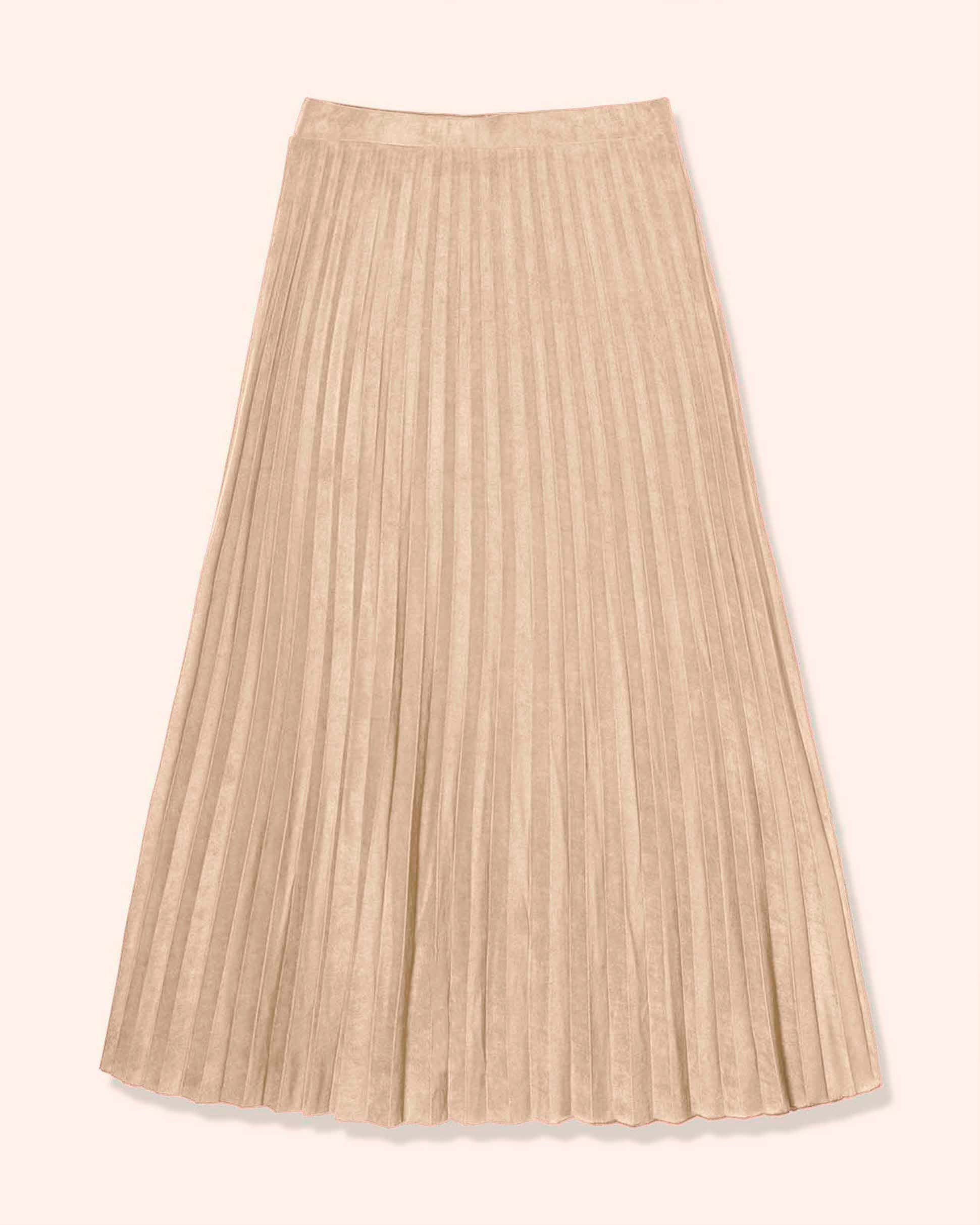 Falda larga plisada de suede