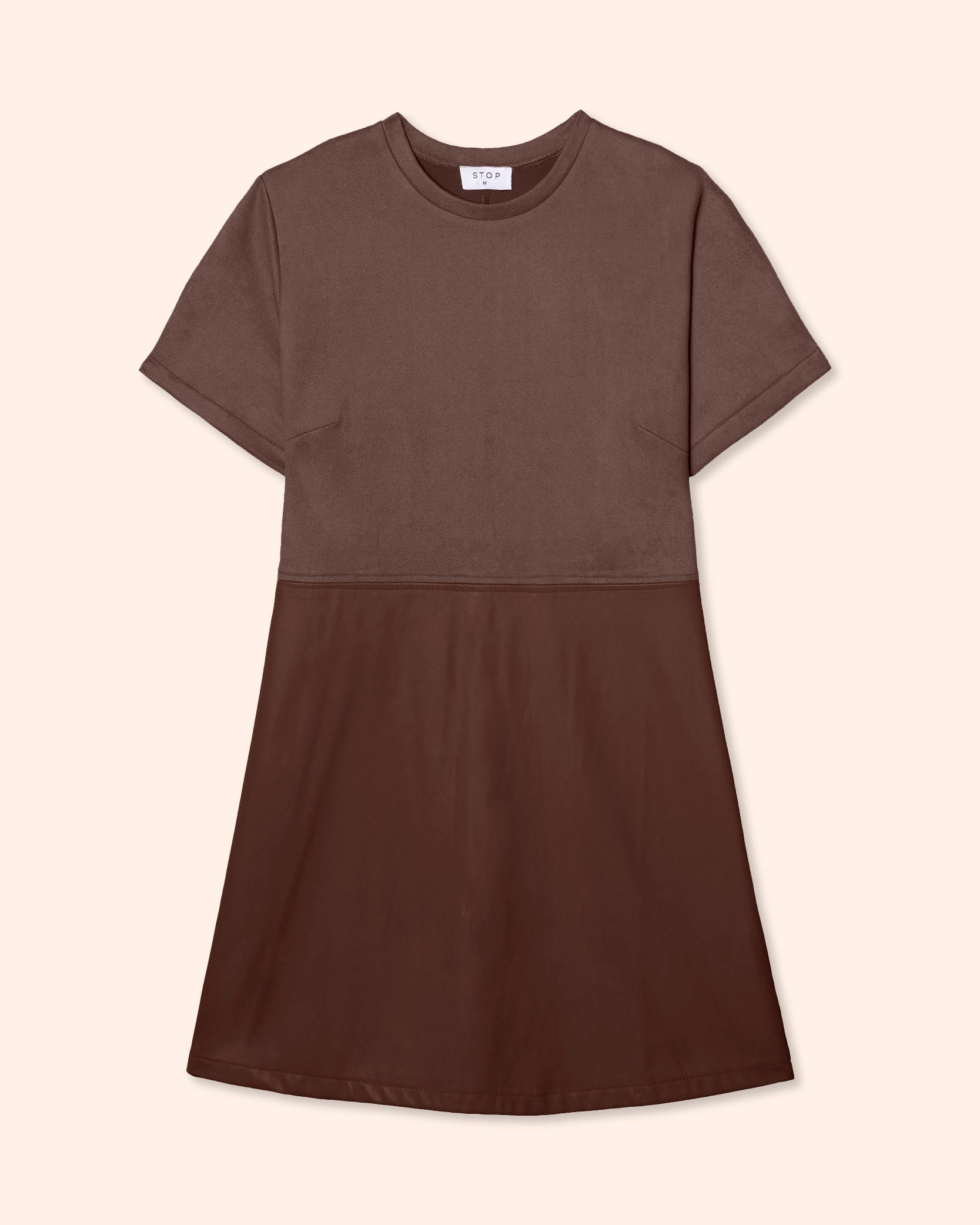 Vestido corto suede y P.U.