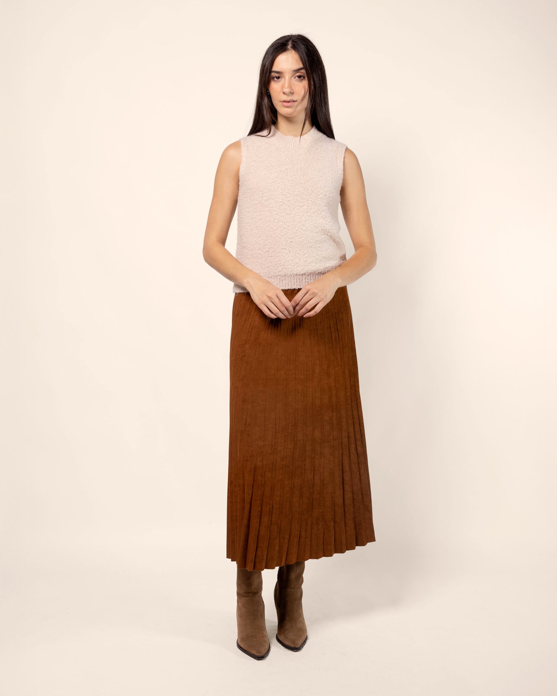 Blusa tejido con textura sin mangas