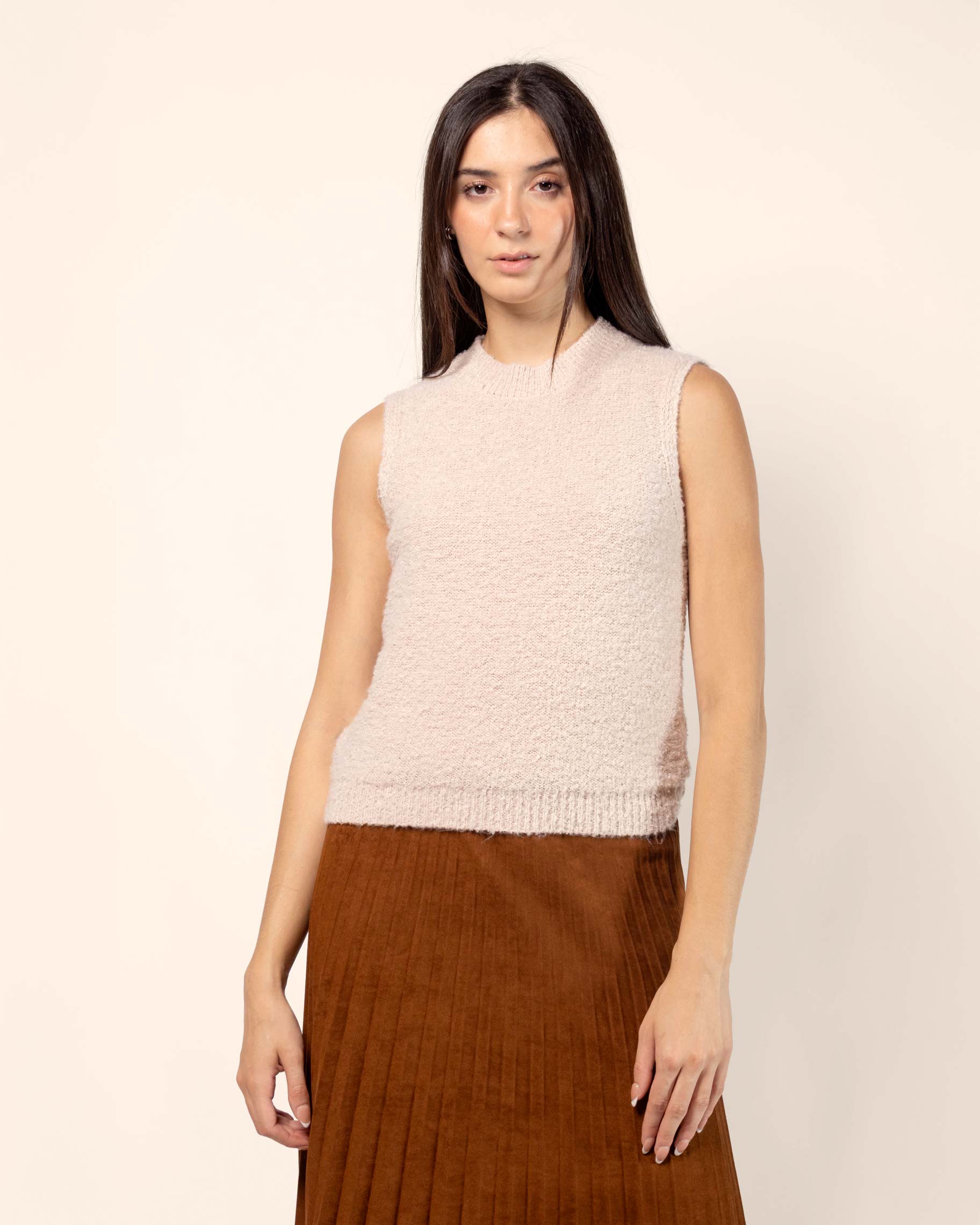 Blusa tejido con textura sin mangas