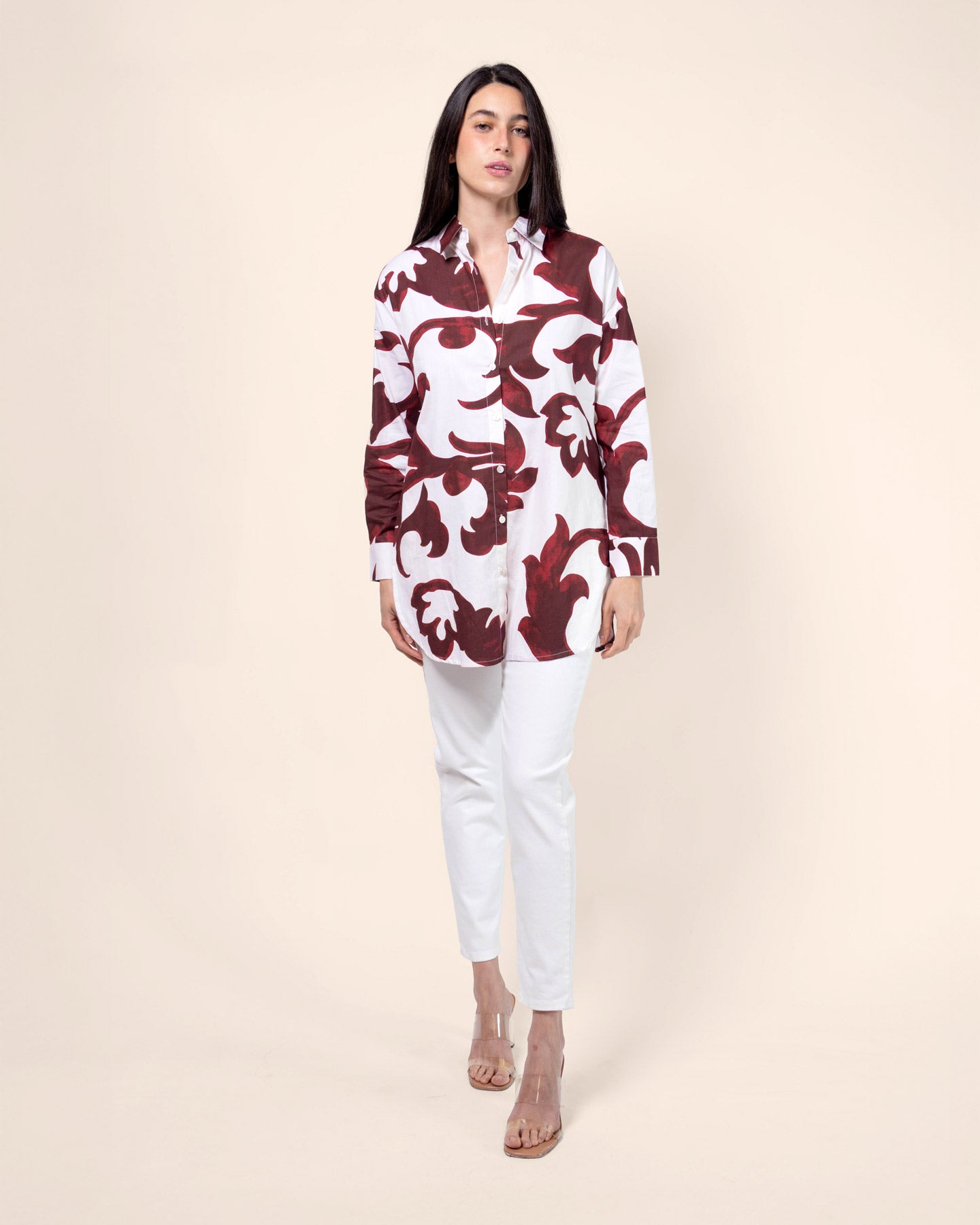 Blusón algodón con estampado tinto