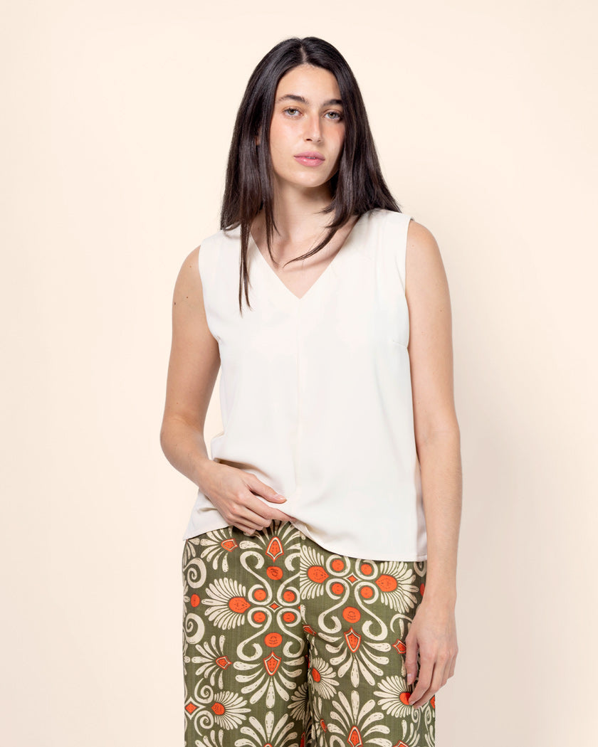 Blusa sin mangas escote en V