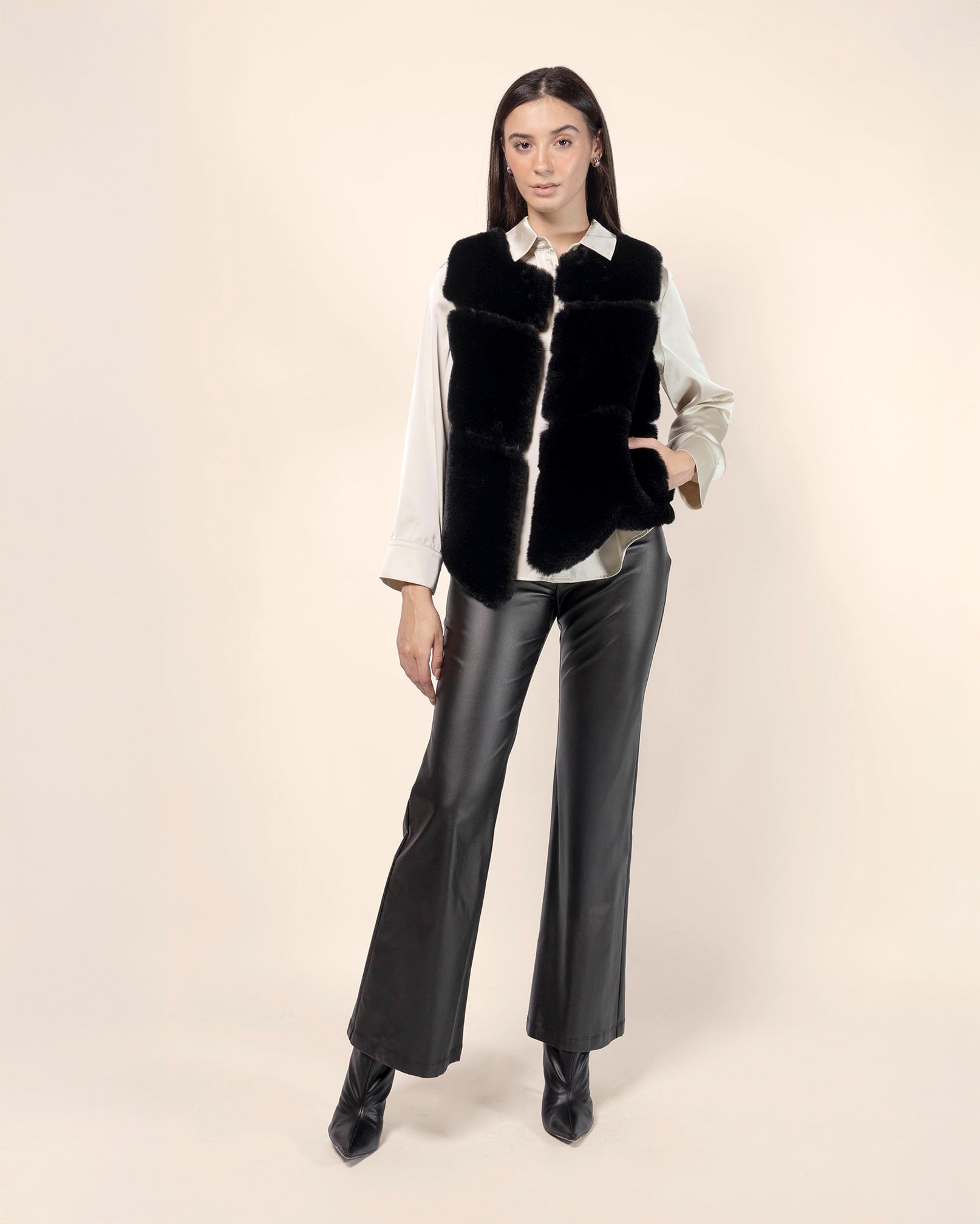 Blusa camisera satinada