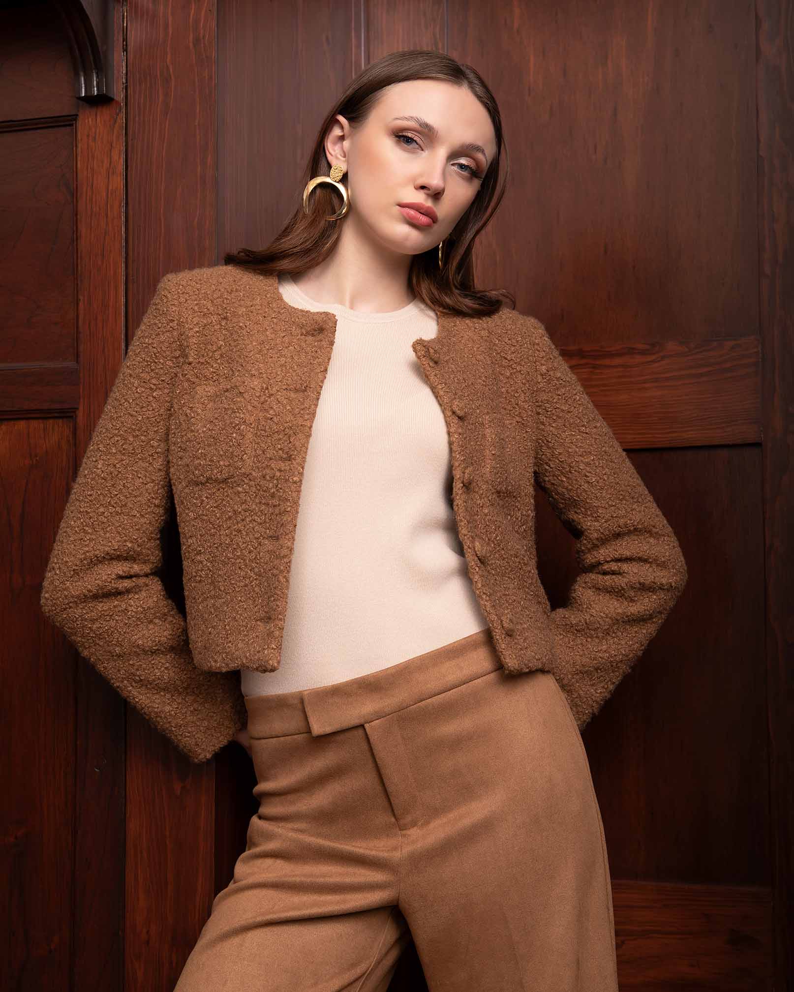 Chamarra bolsas parche con textura