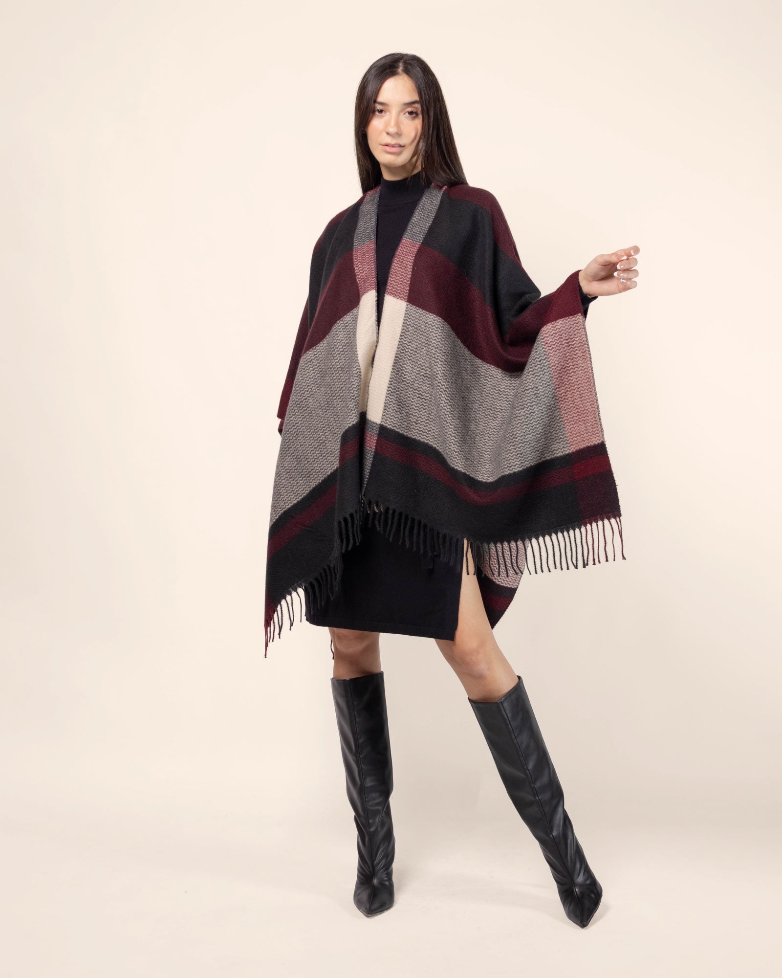 Vestido midi tejido manga larga