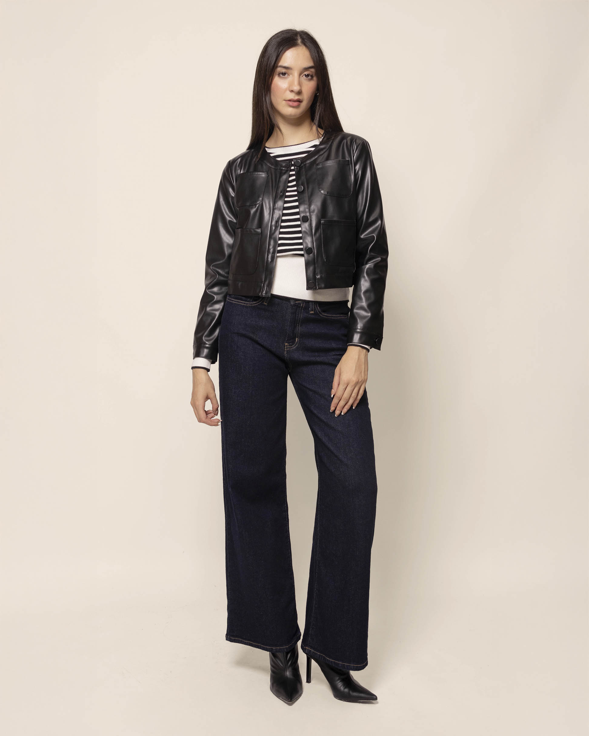 Blusa tejida cuello redondo rayas