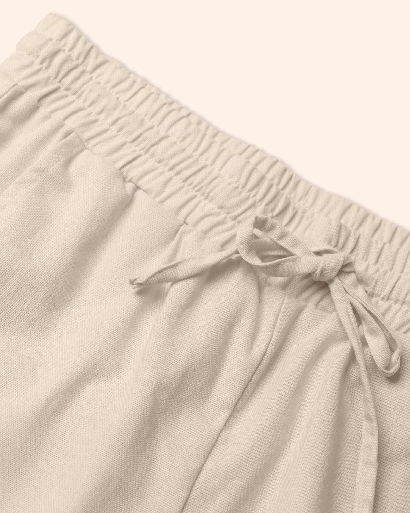 Pantalón culotte con lino y cintura elástica