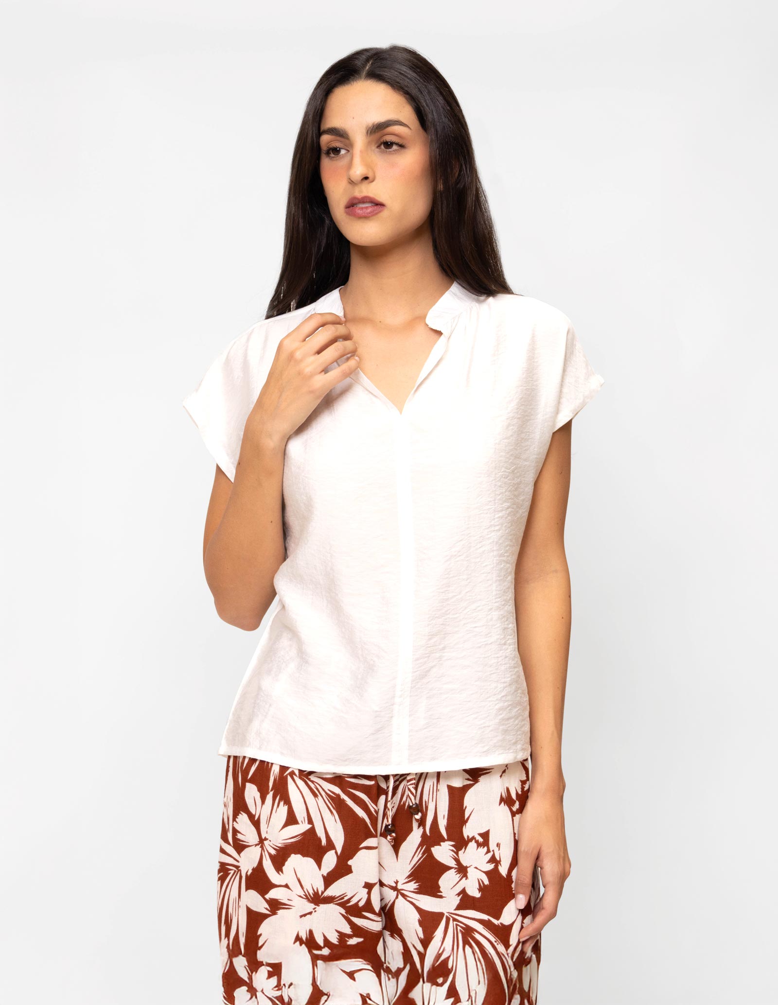 Blusa manga corta corrida