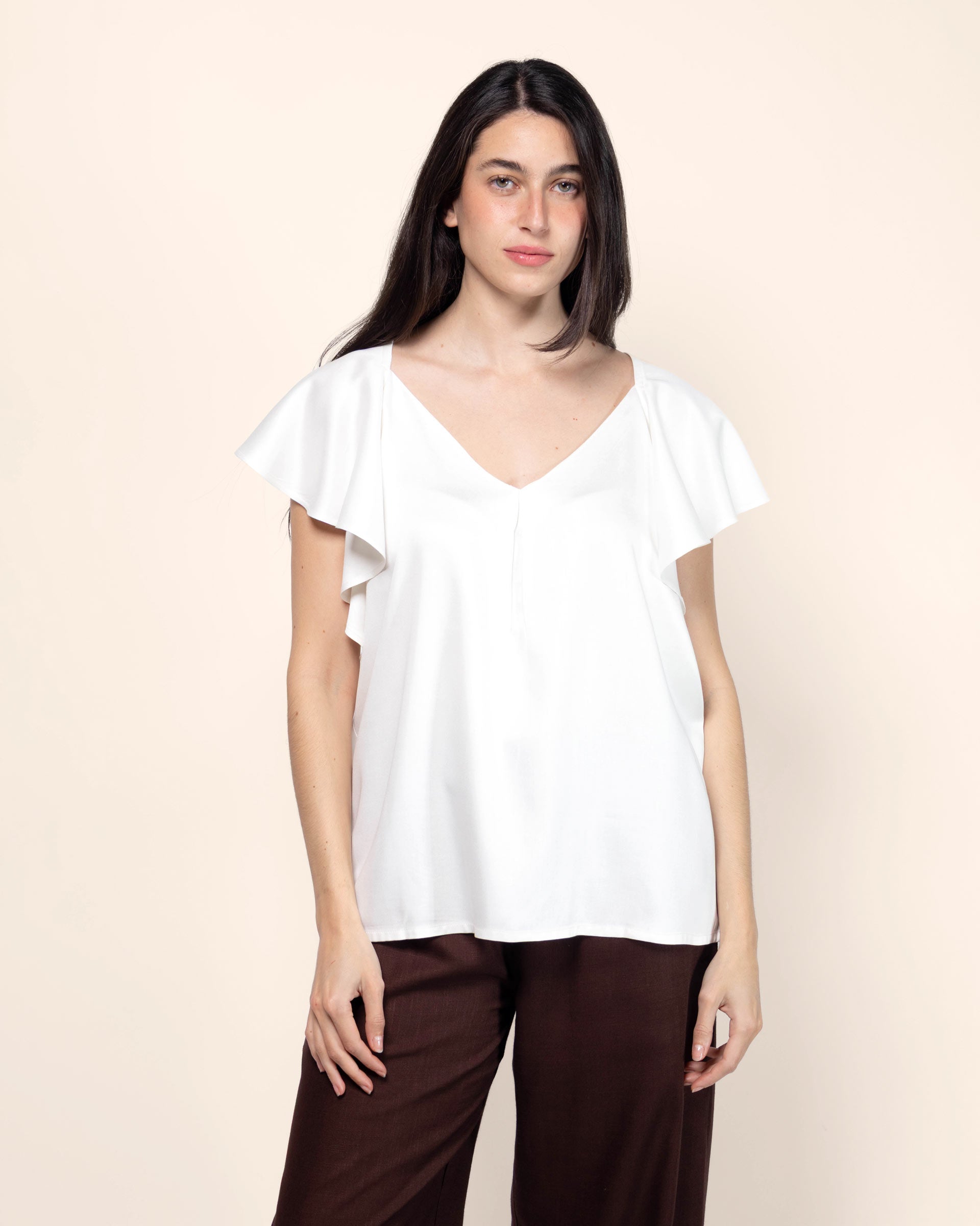 Blusa manga olán satinada