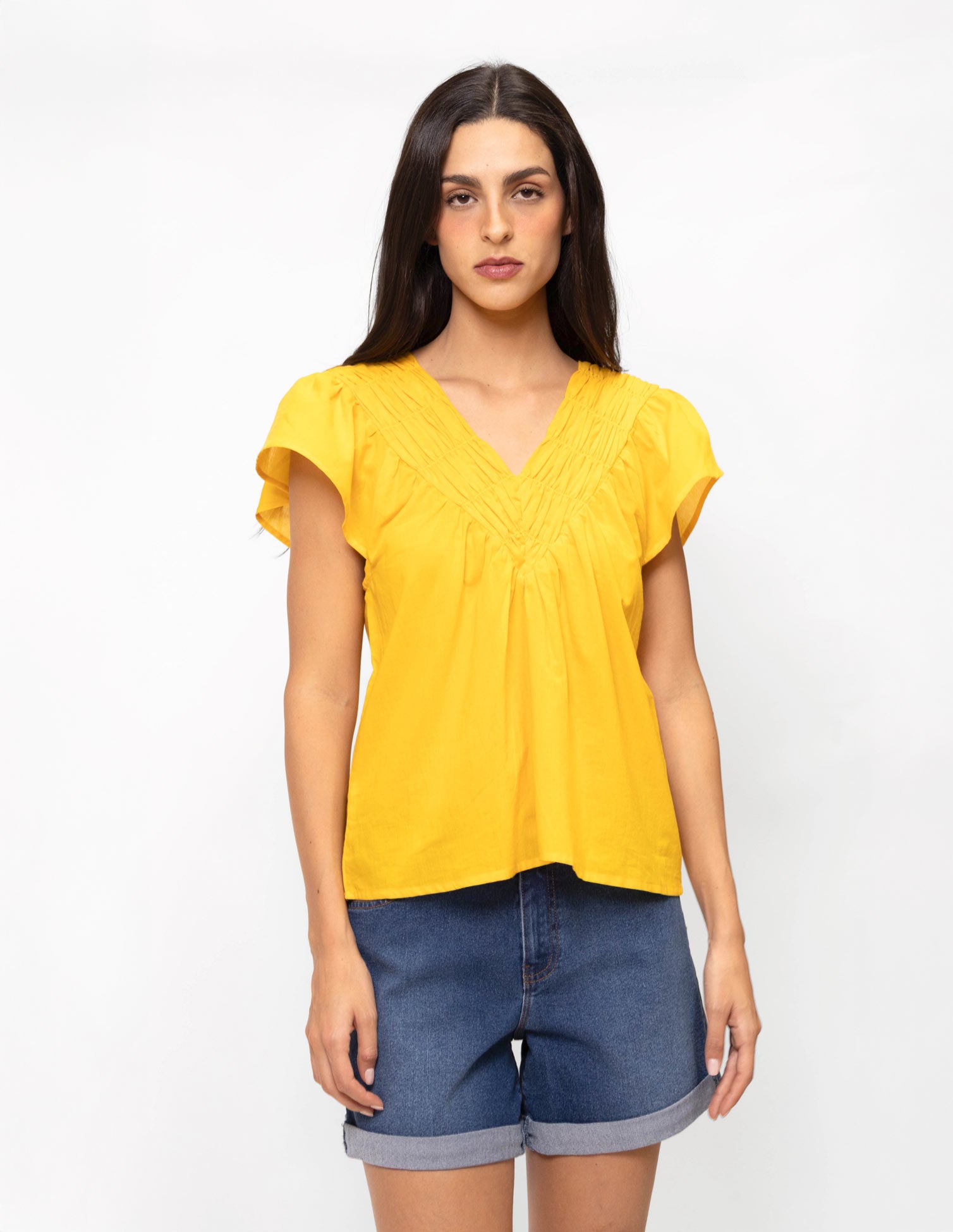 Blusa manga corta smock pecho