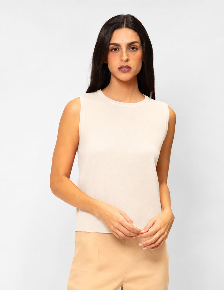 Blusa tejida sin mangas