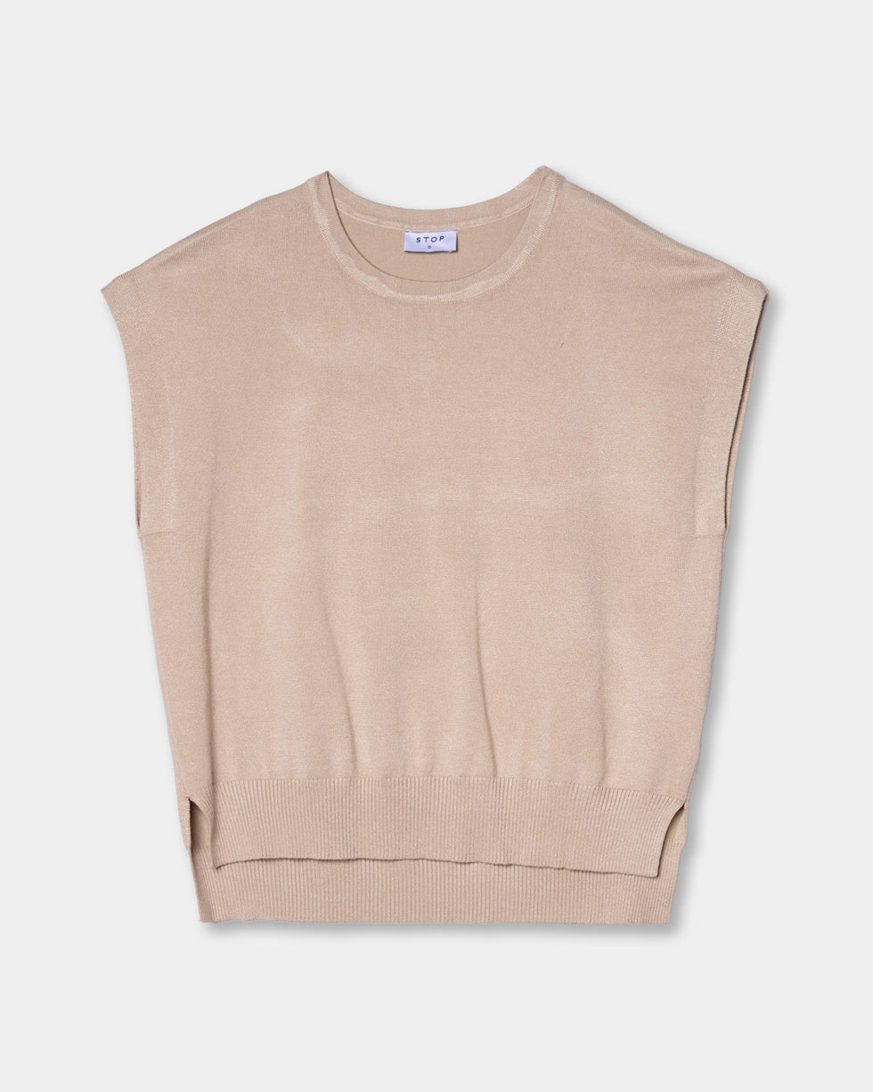 Blusa tejida manga corta cuello redondo