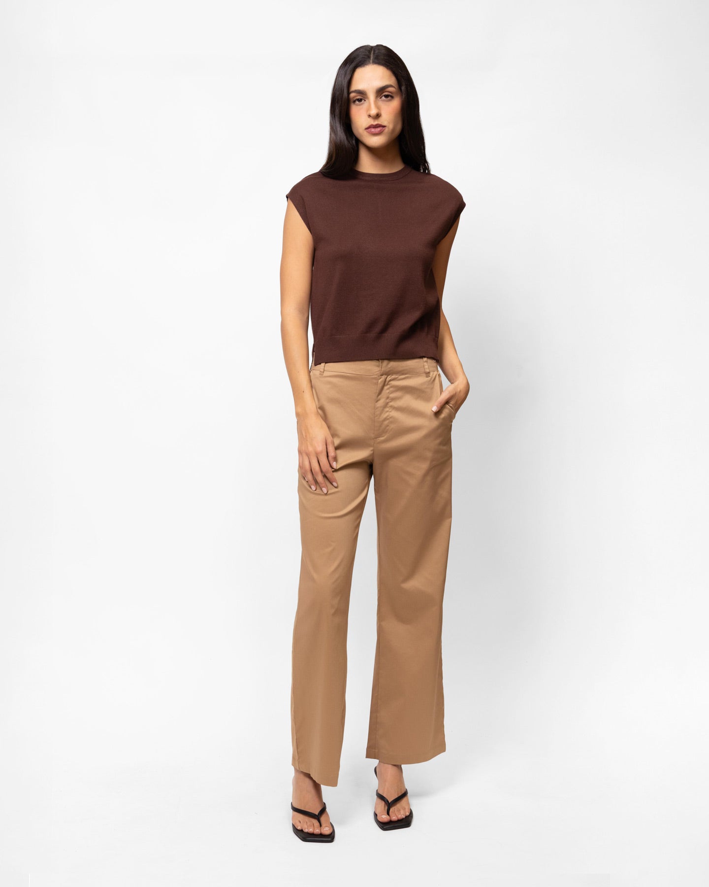 Blusa tejida manga corta cuello redondo