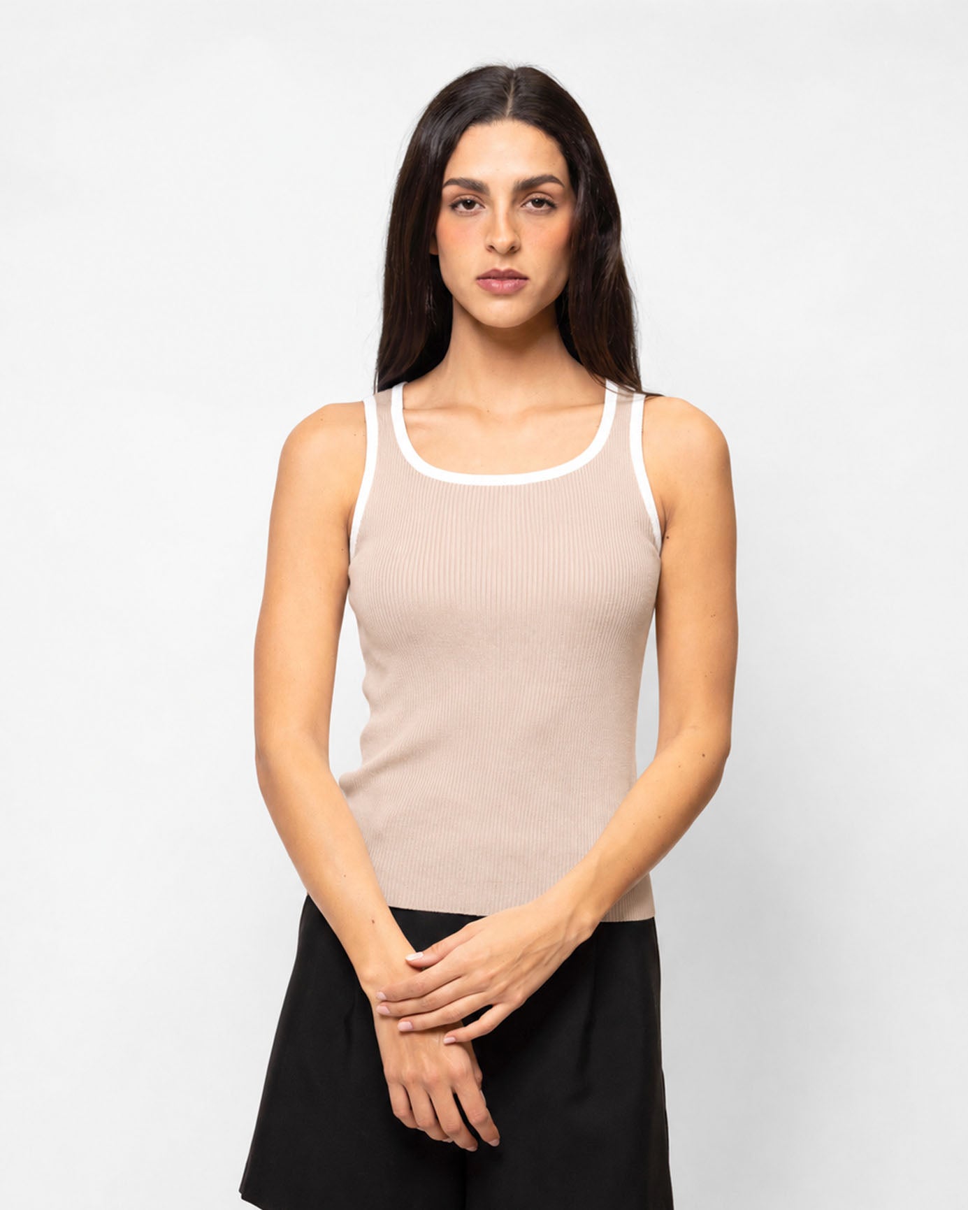 Blusa tejida tirantes bies contraste