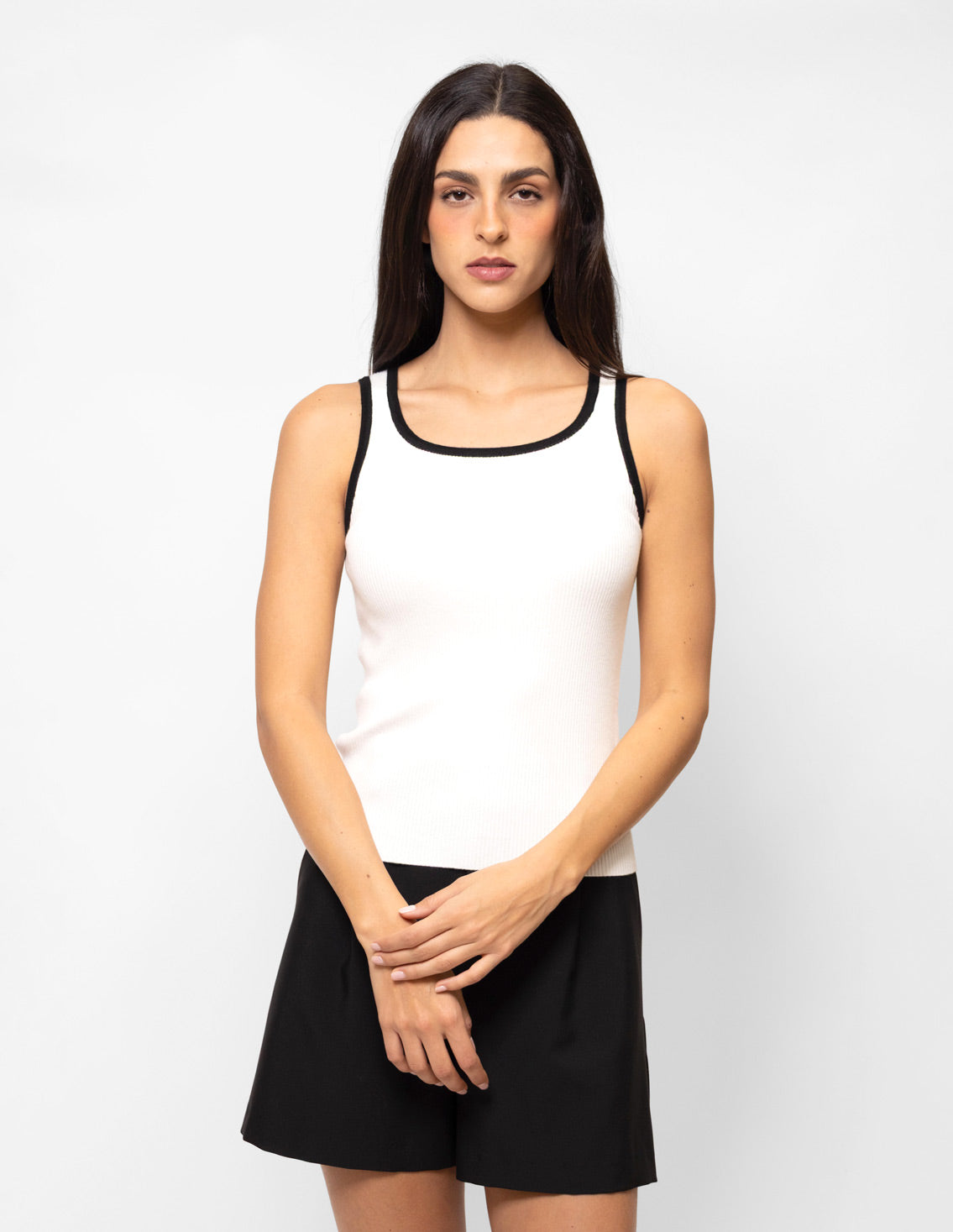 Blusa tejida tirantes bies contraste