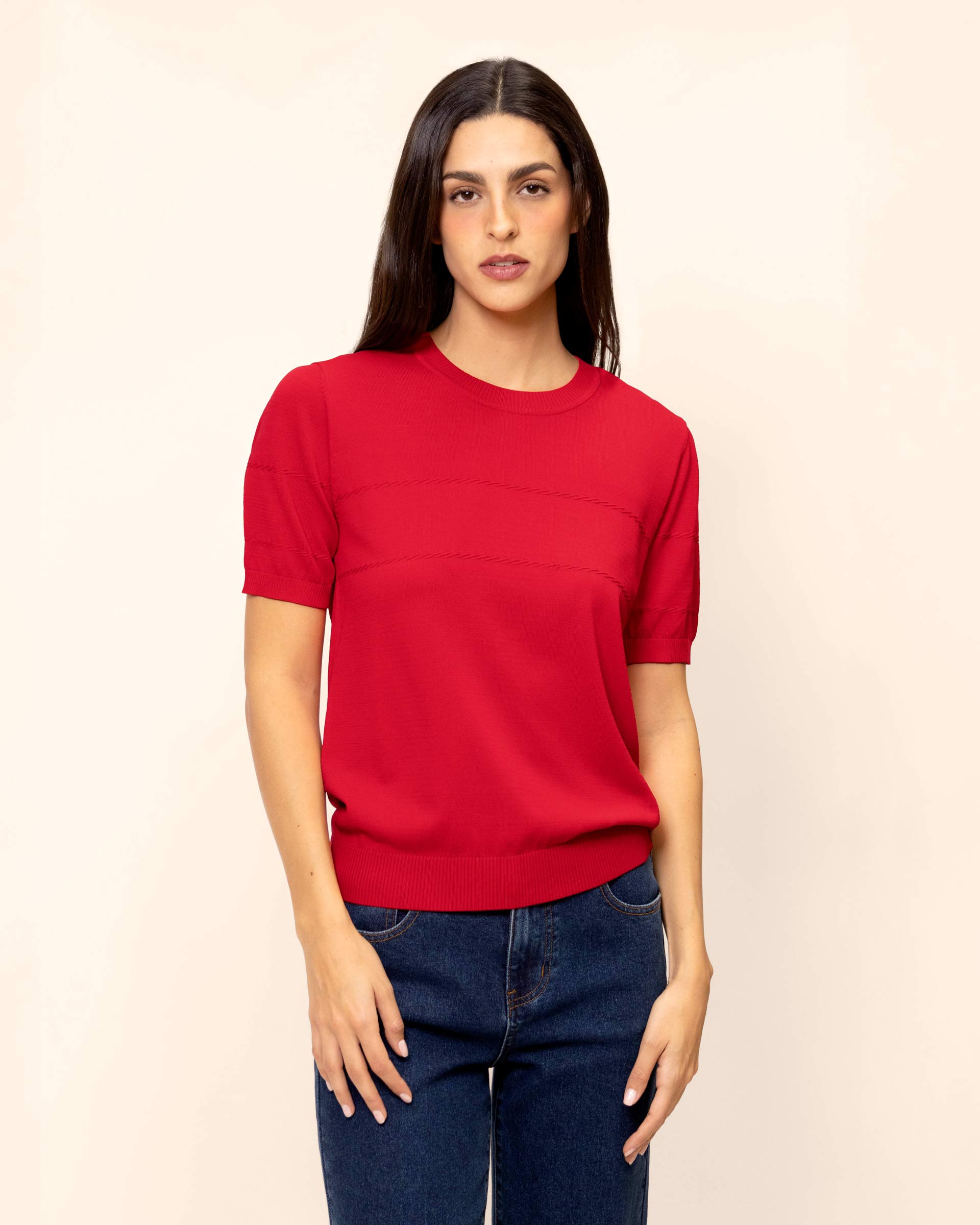 Blusa tejida cenefa rayas